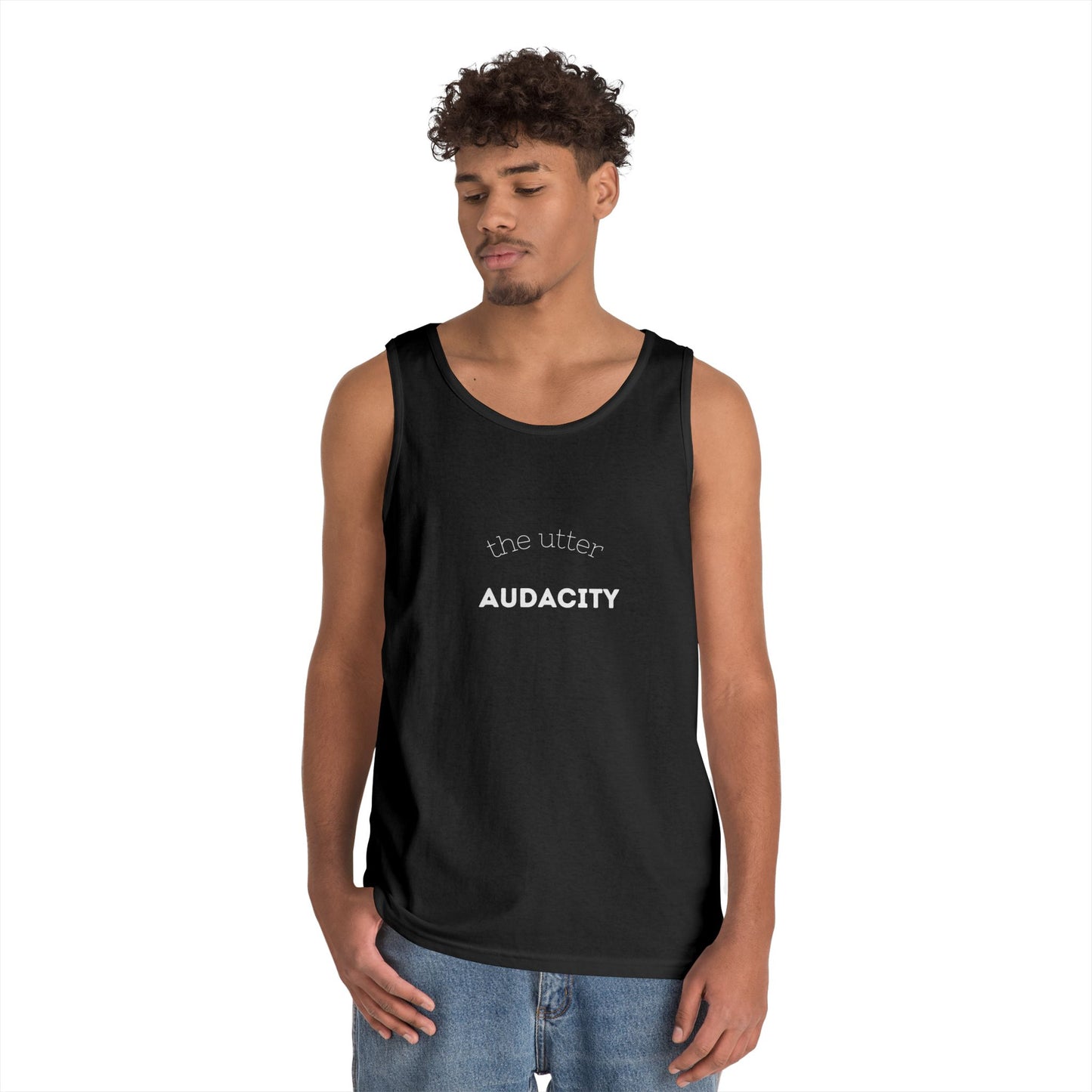 Audacity Unisex Heavy Cotton Tank Top - Empowering Fashion, Summer Wear, Fitness Apparel, Gift for Friends, Casual Adventure Top