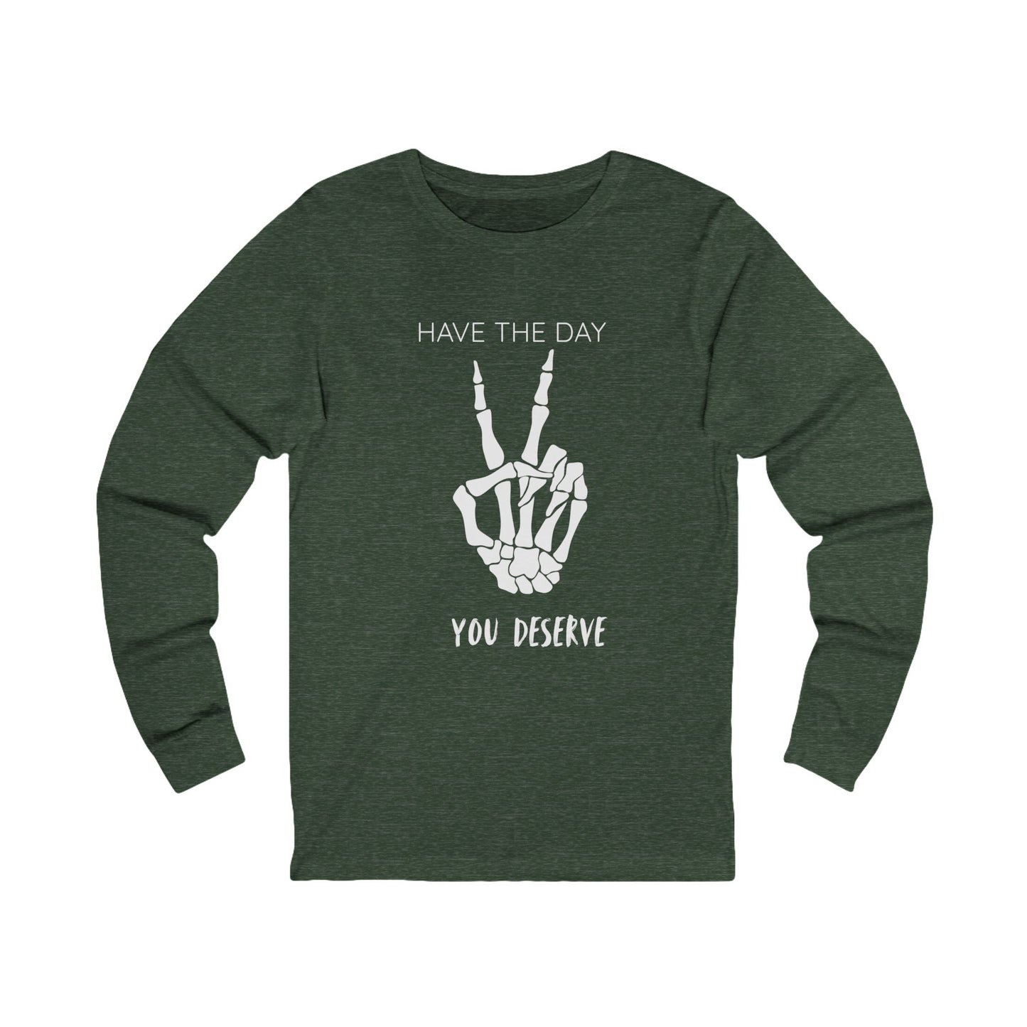 Peaceful Vibes Long Sleeve Tee, Skeleton Hand Shirt, Motivational Apparel, Gift for Him/Her, Casual Fashion Tee