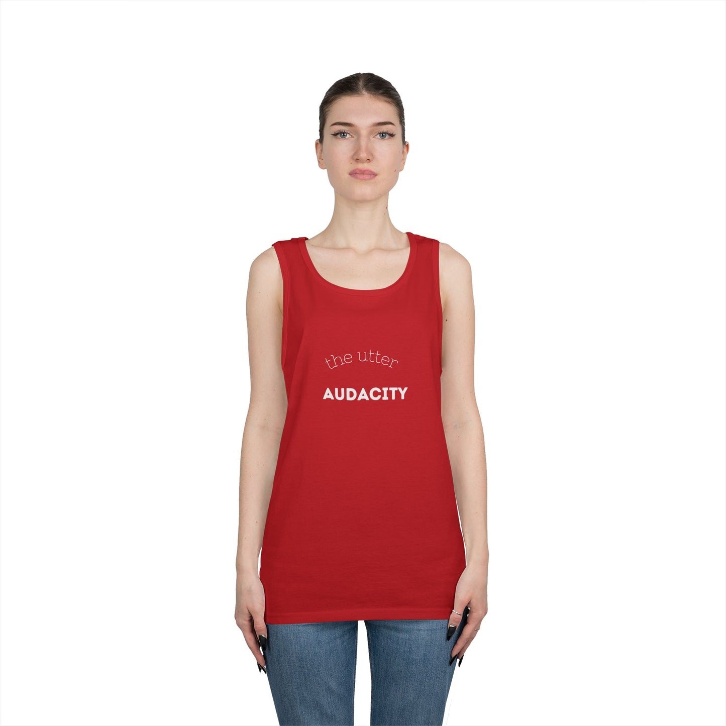 Audacity Unisex Heavy Cotton Tank Top - Empowering Fashion, Summer Wear, Fitness Apparel, Gift for Friends, Casual Adventure Top