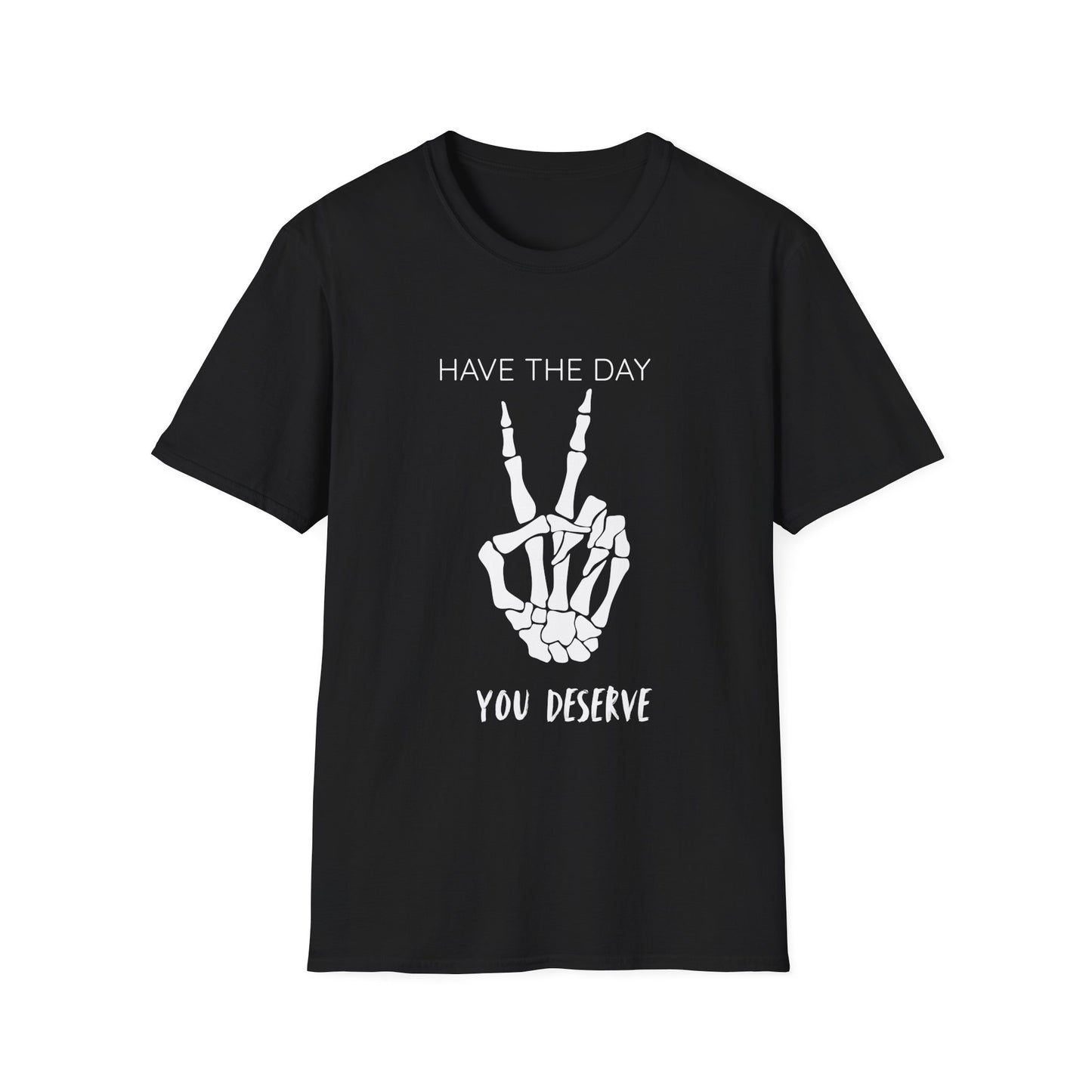 Peaceful Vibes Unisex T-Shirt - Skeleton Hand Graphic Tee, Casual Wear, Gift for Him/Her, Halloween, Everyday Humor T-Shirt