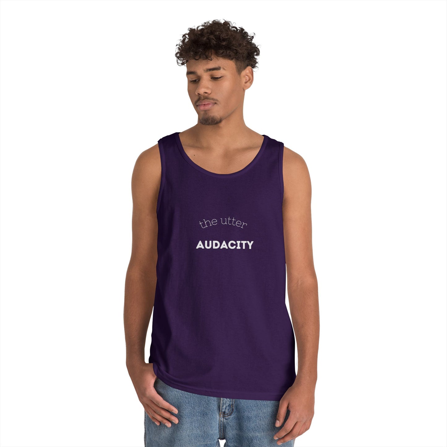 Audacity Unisex Heavy Cotton Tank Top - Empowering Fashion, Summer Wear, Fitness Apparel, Gift for Friends, Casual Adventure Top