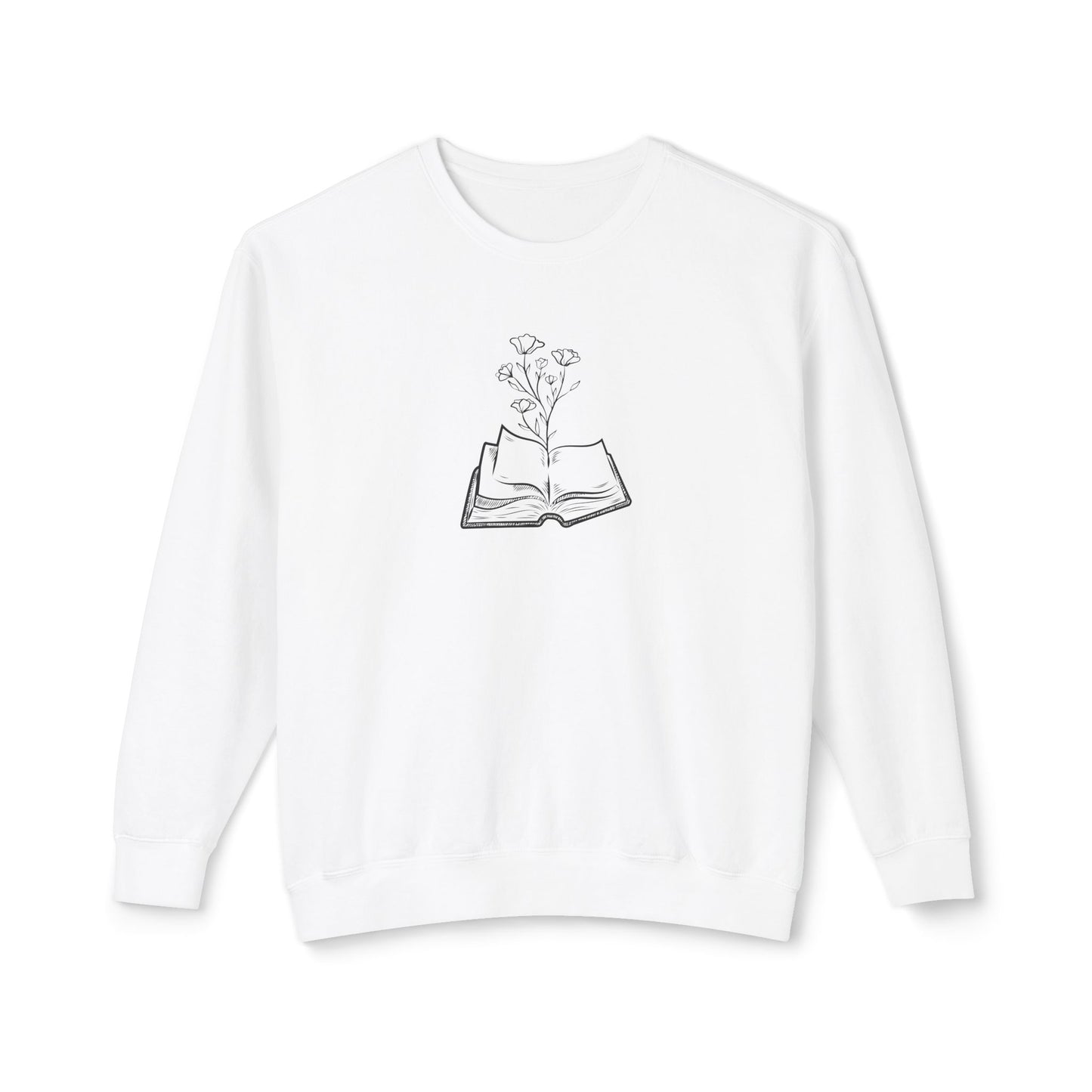 Book Lover's Unisex Lightweight Crewneck Sweatshirt, Cozy Gift for Readers, Floral Design, Perfect for All Occasions, Great for Book Clubs