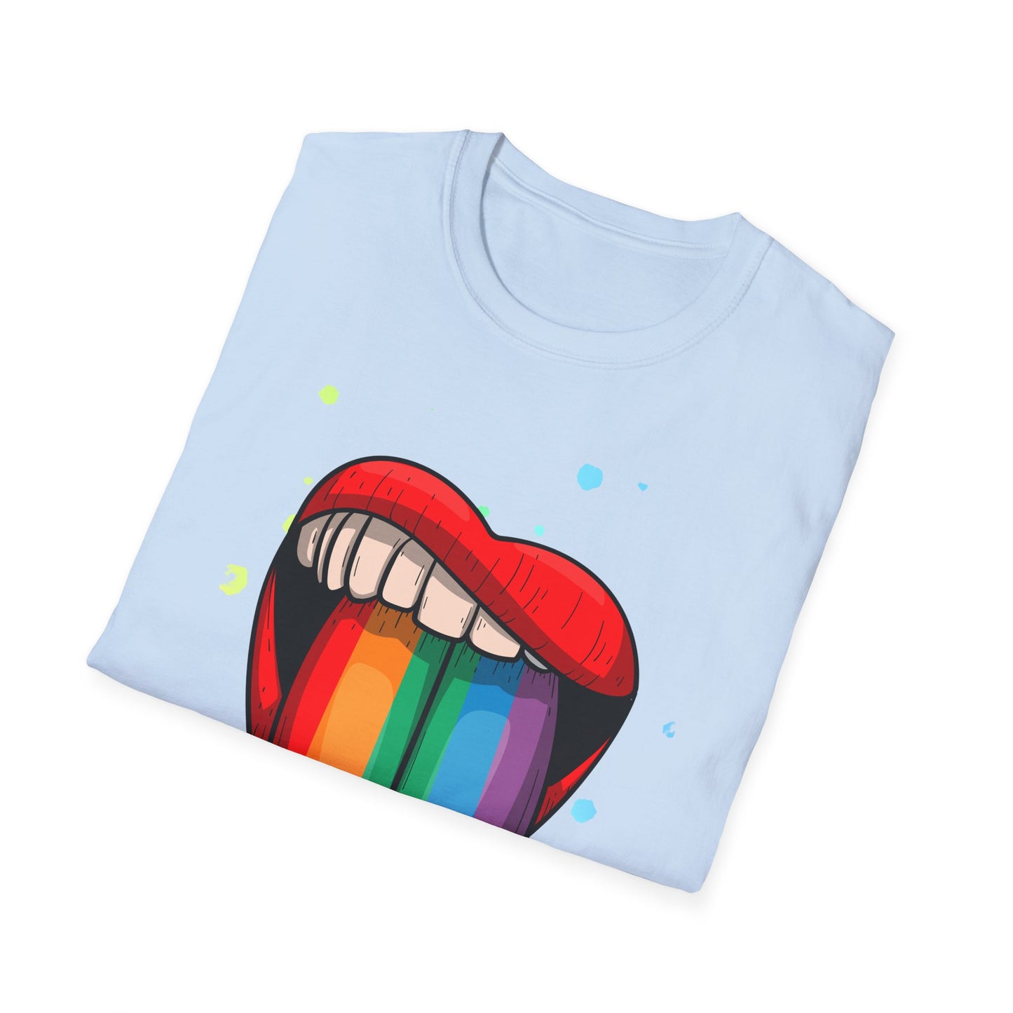 Colorful Rainbow Tongue Unisex Softstyle T-Shirt, LGBTQ Pride Apparel, Casual Wear, Street Style, Gift for Friends