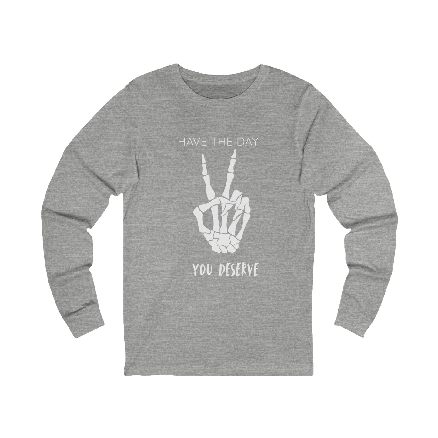 Peaceful Vibes Long Sleeve Tee, Skeleton Hand Shirt, Motivational Apparel, Gift for Him/Her, Casual Fashion Tee