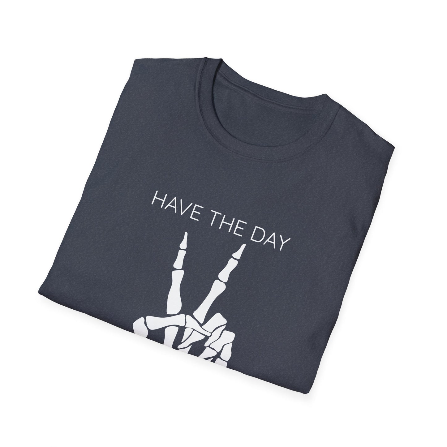 Peaceful Vibes Unisex T-Shirt - Skeleton Hand Graphic Tee, Casual Wear, Gift for Him/Her, Halloween, Everyday Humor T-Shirt