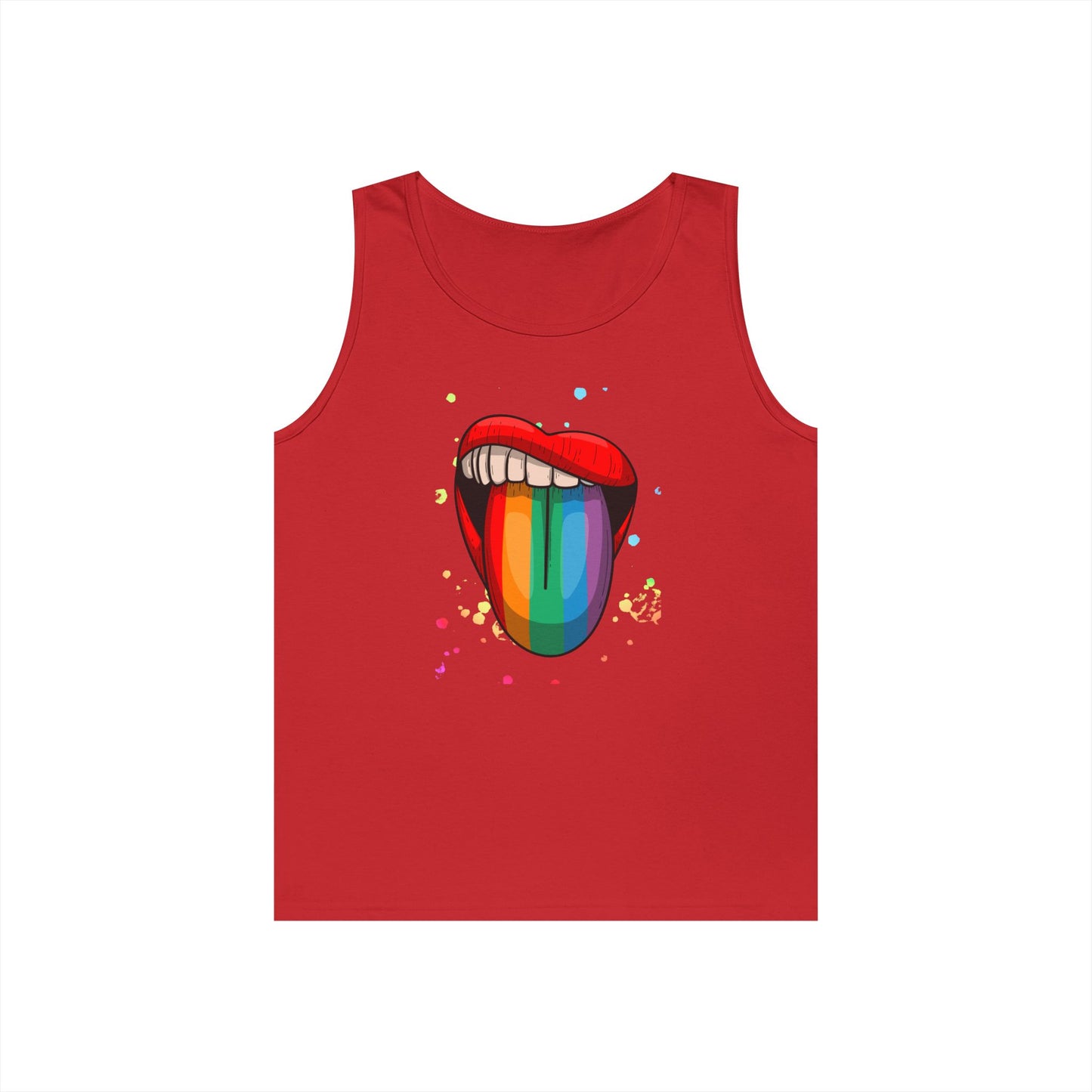 Rainbow Tongue Unisex Heavy Cotton Tank Top, Pride Apparel, Summer Fashion, LGBTQ+ Gift, Festival Wear