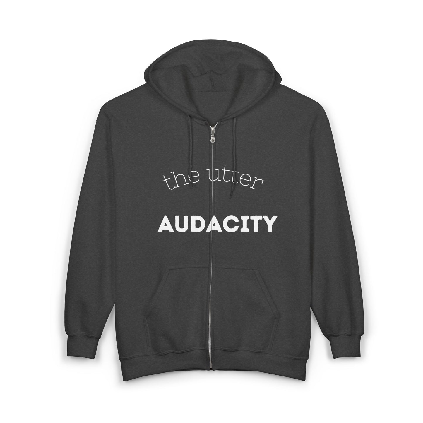 Unisex Audacity Hoodie, Statement Zip-Up Sweatshirt, Casual Wear, Gift for Friends, Comfortable Fashion