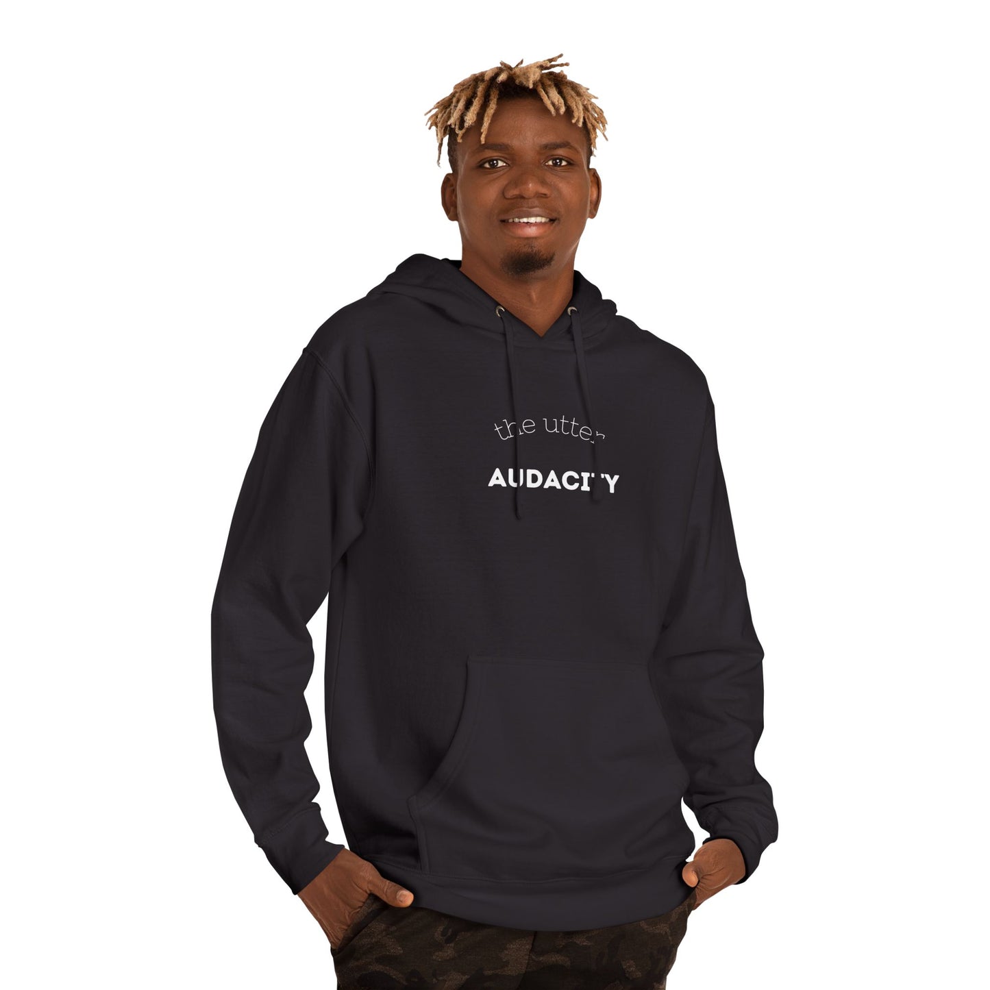 Audacity Unisex Hooded Sweatshirt, Cozy Streetwear, Gift for Trendsetters, Casual Wear, Perfect for Every Occasion