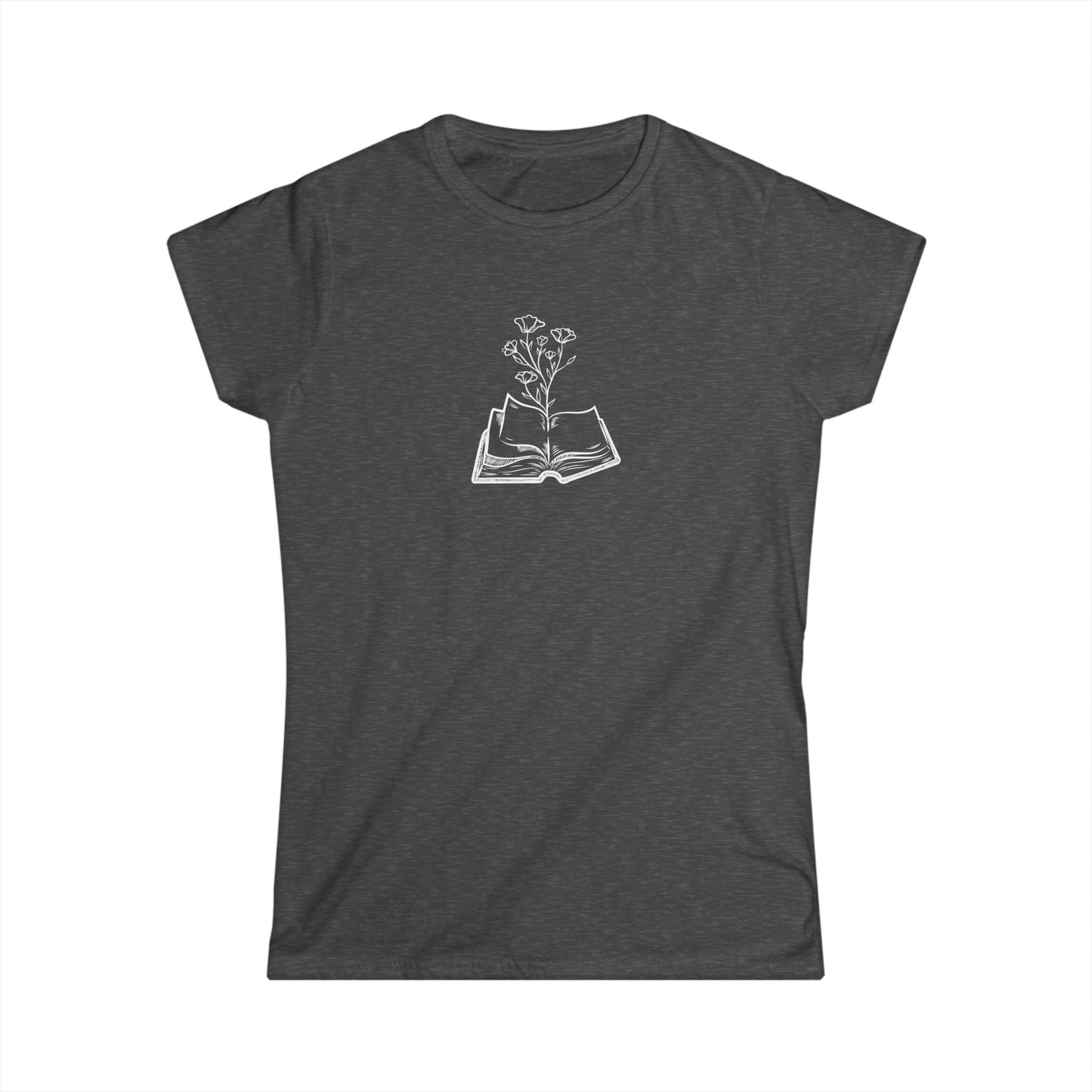 Book Lovers Women's Tee, Softstyle Shirt for Readers, Literary Gift, Floral Design, Casual Wear, Reading Enthusiast
