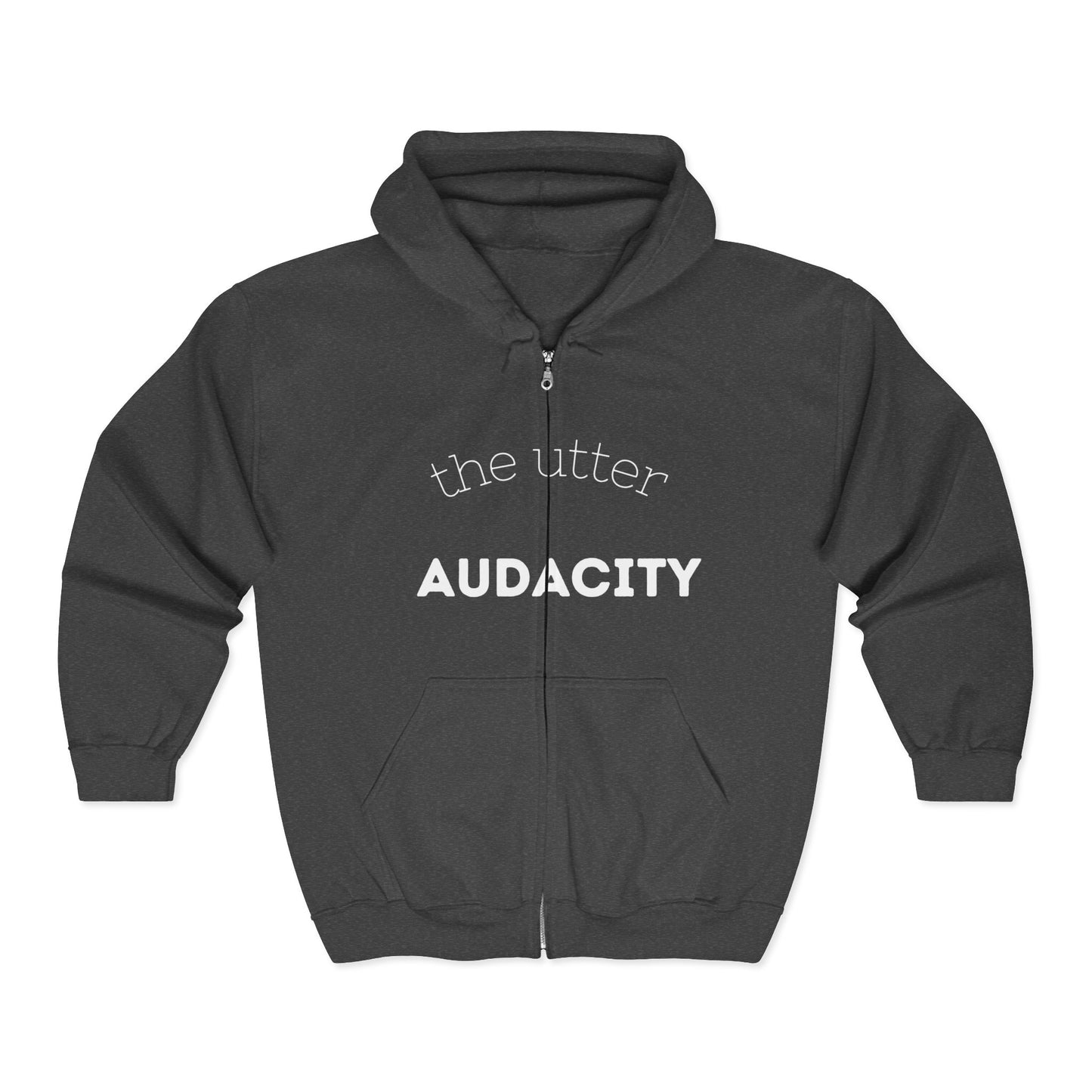Unisex Audacity Hoodie, Statement Zip-Up Sweatshirt, Casual Wear, Gift for Friends, Comfortable Fashion