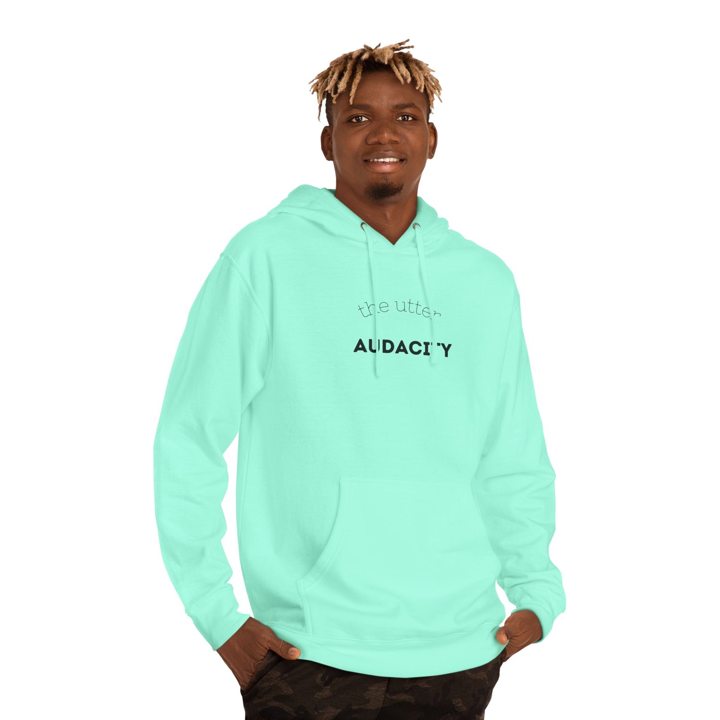 Audacity Unisex Hooded Sweatshirt, Cozy Streetwear, Gift for Trendsetters, Casual Wear, Perfect for Every Occasion