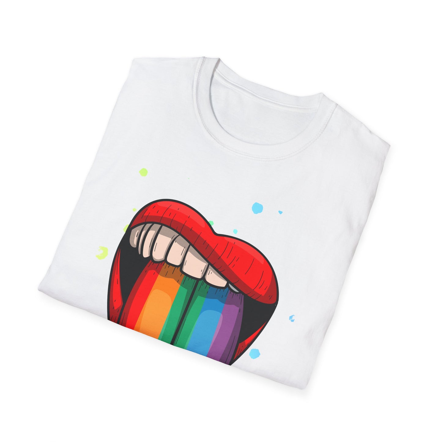 Colorful Rainbow Tongue Unisex Softstyle T-Shirt, LGBTQ Pride Apparel, Casual Wear, Street Style, Gift for Friends