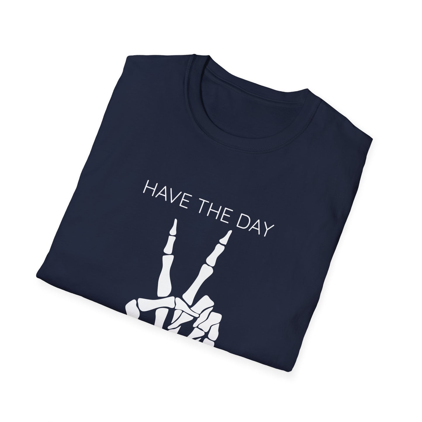 Peaceful Vibes Unisex T-Shirt - Skeleton Hand Graphic Tee, Casual Wear, Gift for Him/Her, Halloween, Everyday Humor T-Shirt