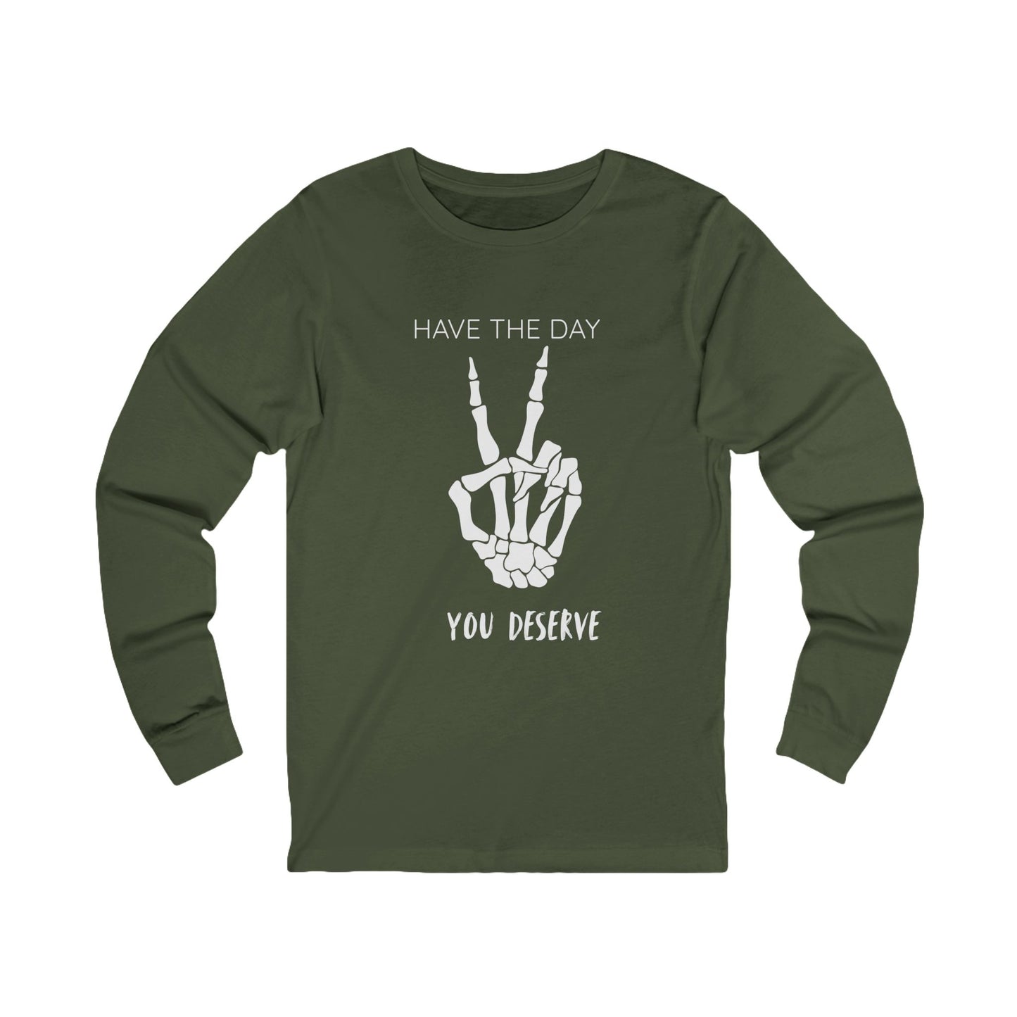 Peaceful Vibes Long Sleeve Tee, Skeleton Hand Shirt, Motivational Apparel, Gift for Him/Her, Casual Fashion Tee