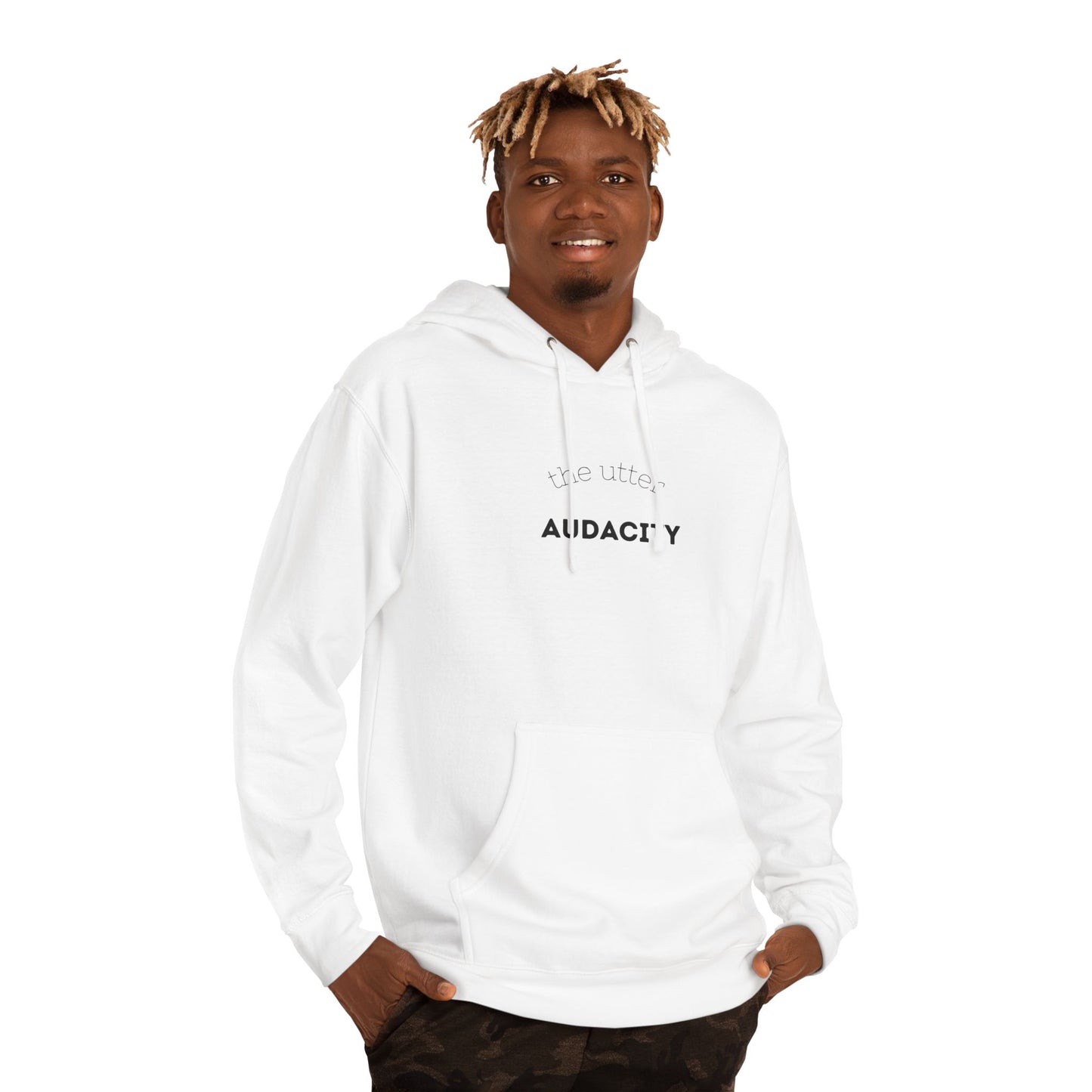 Audacity Unisex Hooded Sweatshirt, Cozy Streetwear, Gift for Trendsetters, Casual Wear, Perfect for Every Occasion