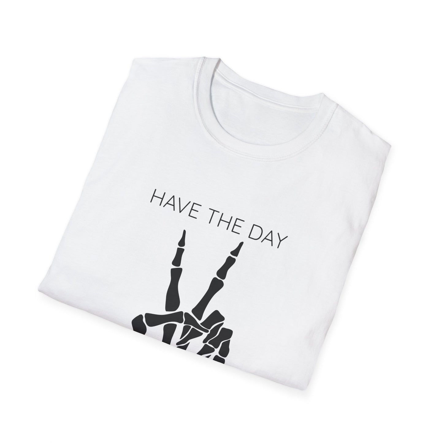 Peaceful Vibes Unisex T-Shirt - Skeleton Hand Graphic Tee, Casual Wear, Gift for Him/Her, Halloween, Everyday Humor T-Shirt