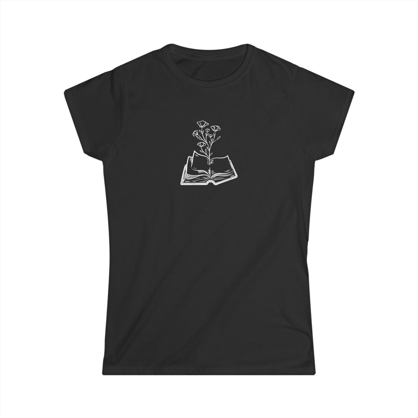 Book Lovers Women's Tee, Softstyle Shirt for Readers, Literary Gift, Floral Design, Casual Wear, Reading Enthusiast