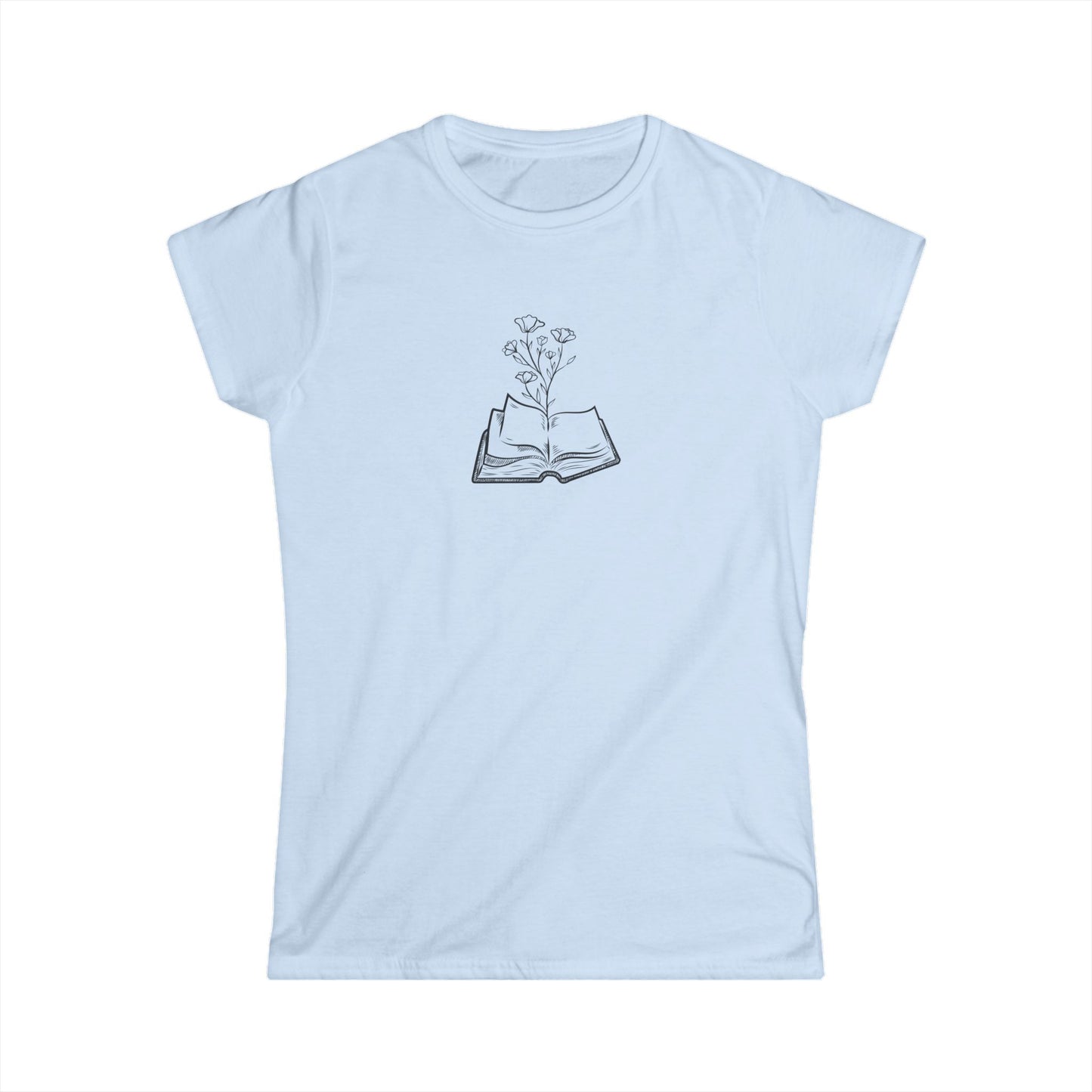 Book Lovers Women's Tee, Softstyle Shirt for Readers, Literary Gift, Floral Design, Casual Wear, Reading Enthusiast