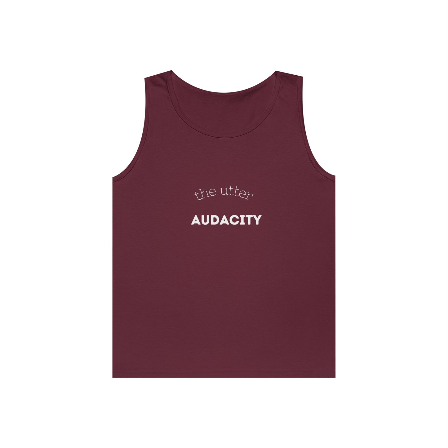 Audacity Unisex Heavy Cotton Tank Top - Empowering Fashion, Summer Wear, Fitness Apparel, Gift for Friends, Casual Adventure Top