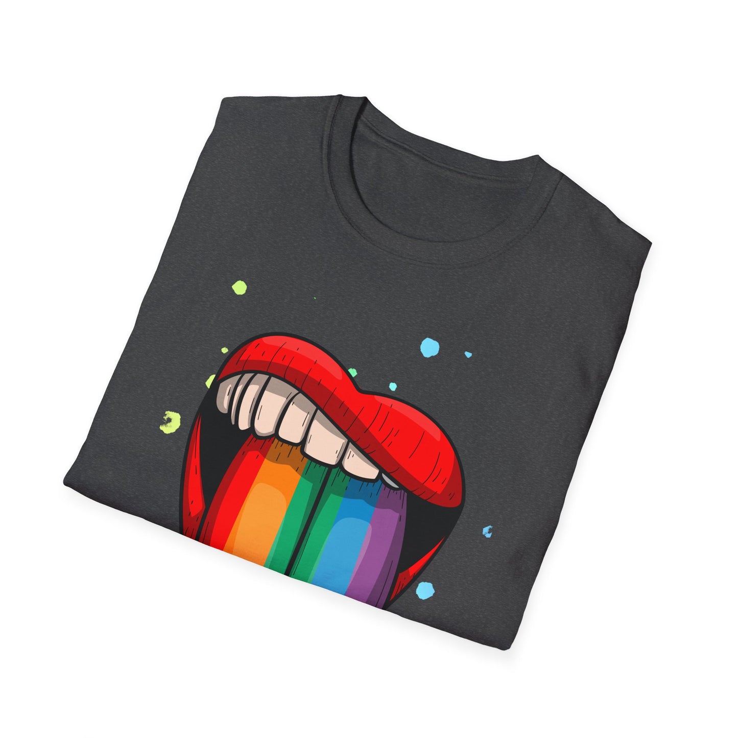 Colorful Rainbow Tongue Unisex Softstyle T-Shirt, LGBTQ Pride Apparel, Casual Wear, Street Style, Gift for Friends
