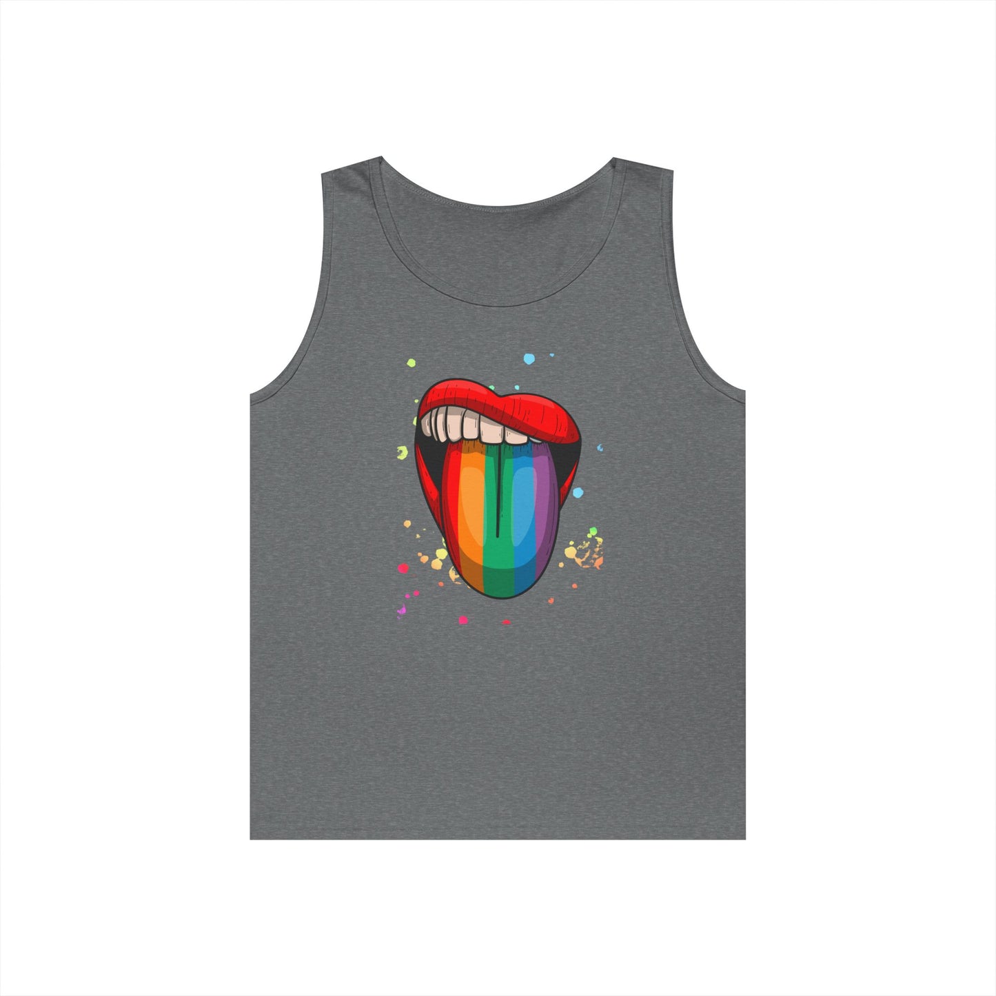 Rainbow Tongue Unisex Heavy Cotton Tank Top, Pride Apparel, Summer Fashion, LGBTQ+ Gift, Festival Wear