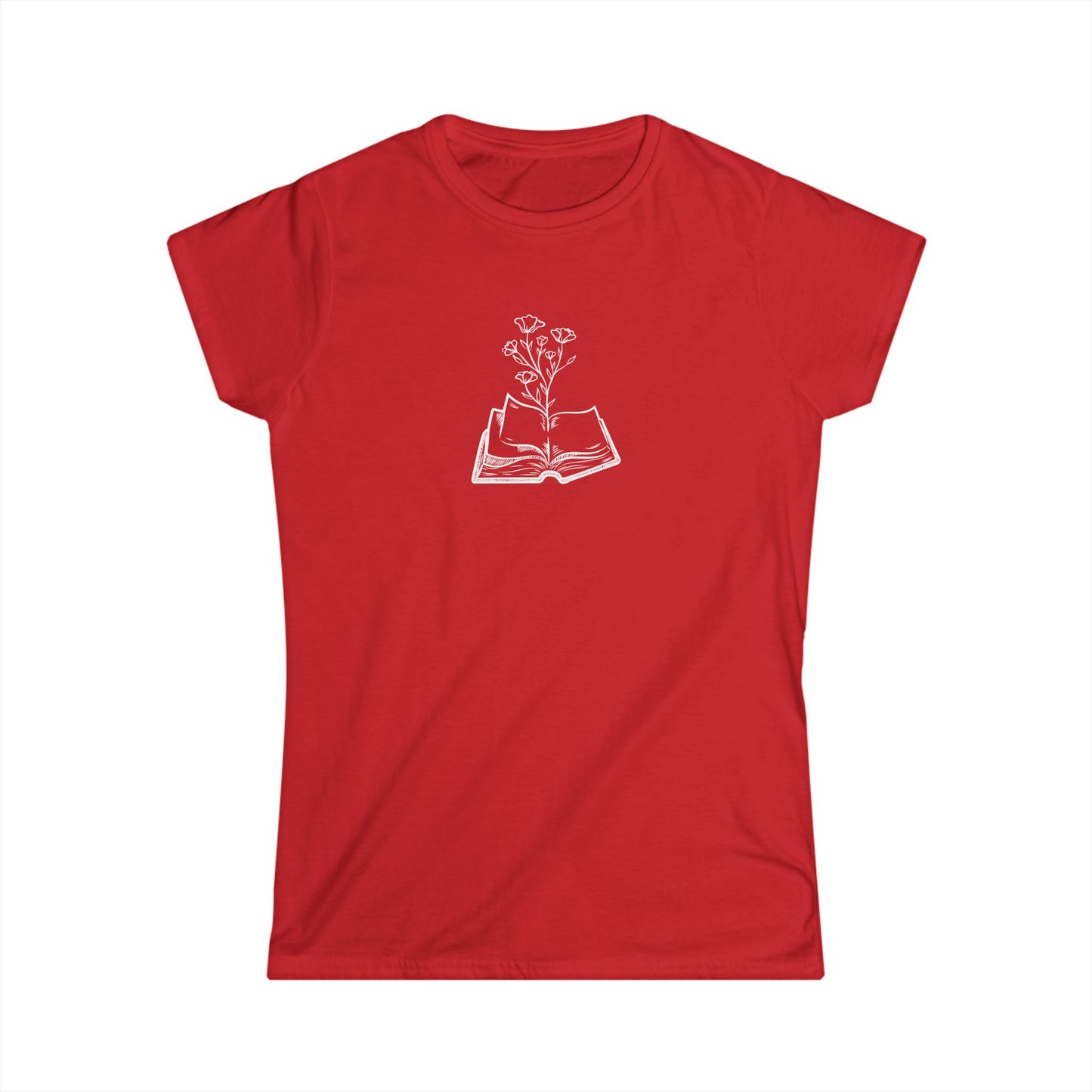 Book Lovers Women's Tee, Softstyle Shirt for Readers, Literary Gift, Floral Design, Casual Wear, Reading Enthusiast