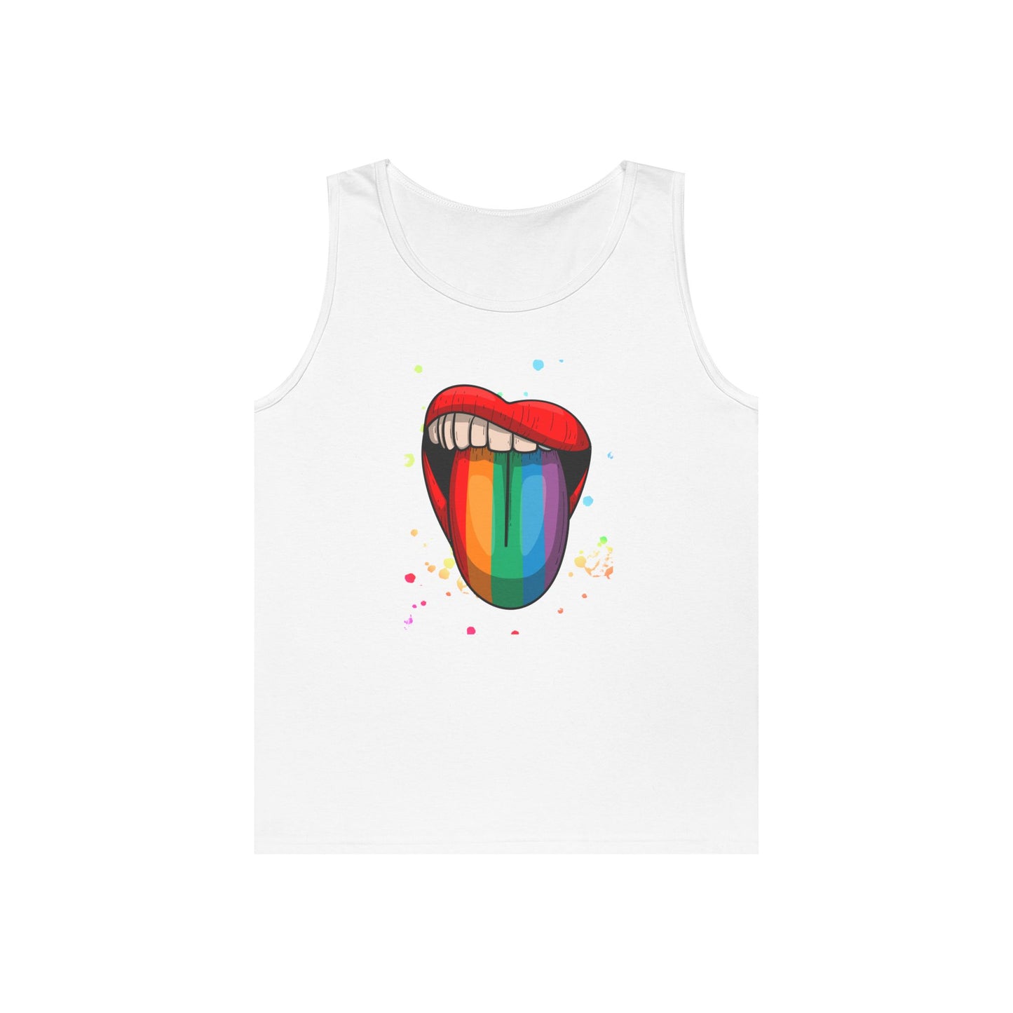 Rainbow Tongue Unisex Heavy Cotton Tank Top, Pride Apparel, Summer Fashion, LGBTQ+ Gift, Festival Wear