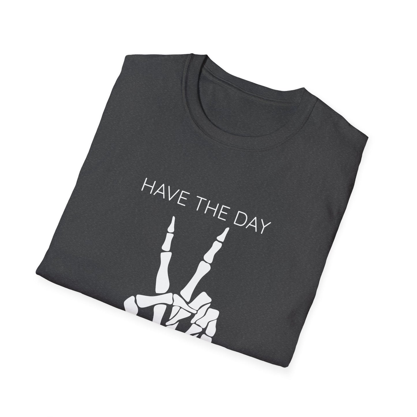 Peaceful Vibes Unisex T-Shirt - Skeleton Hand Graphic Tee, Casual Wear, Gift for Him/Her, Halloween, Everyday Humor T-Shirt
