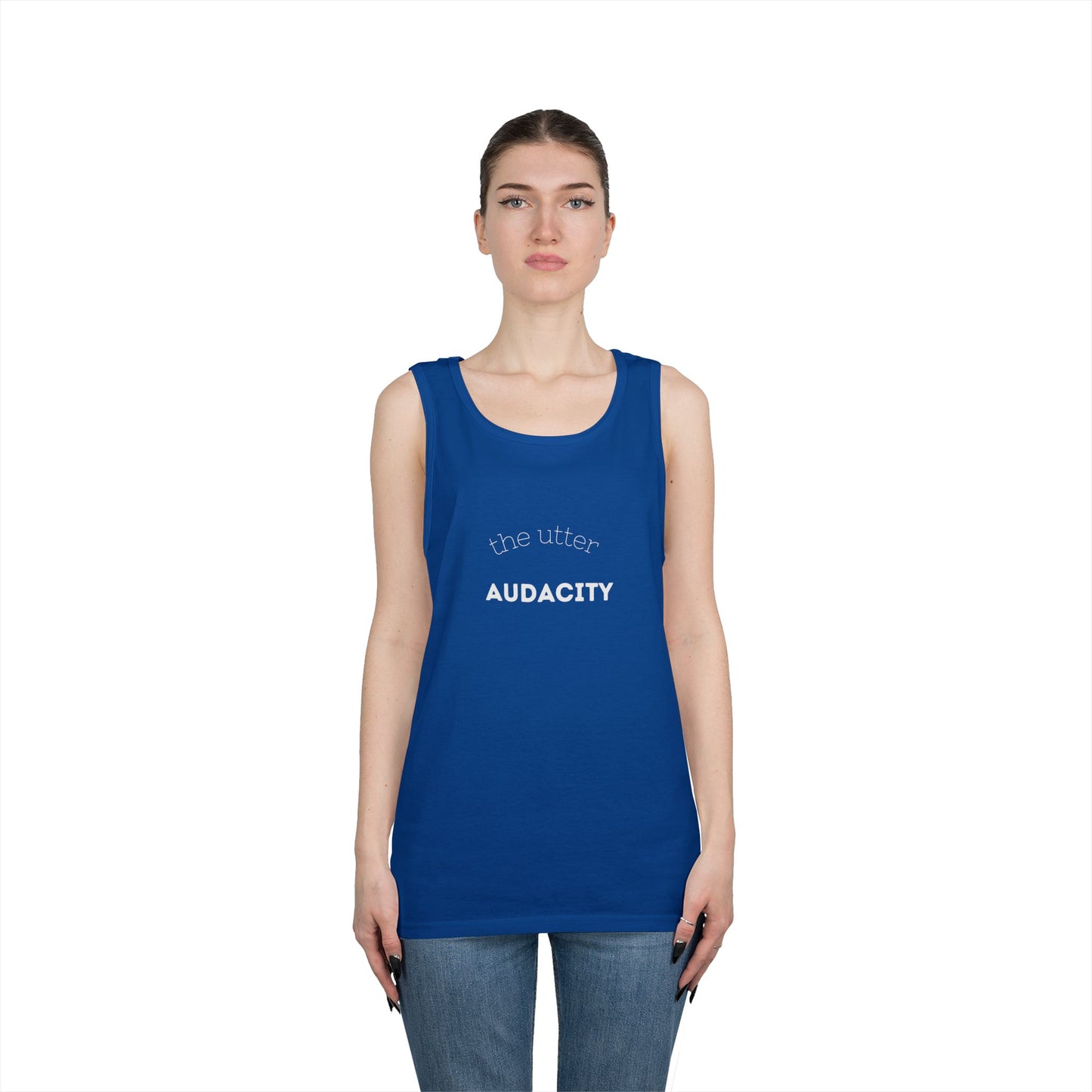 Audacity Unisex Heavy Cotton Tank Top - Empowering Fashion, Summer Wear, Fitness Apparel, Gift for Friends, Casual Adventure Top