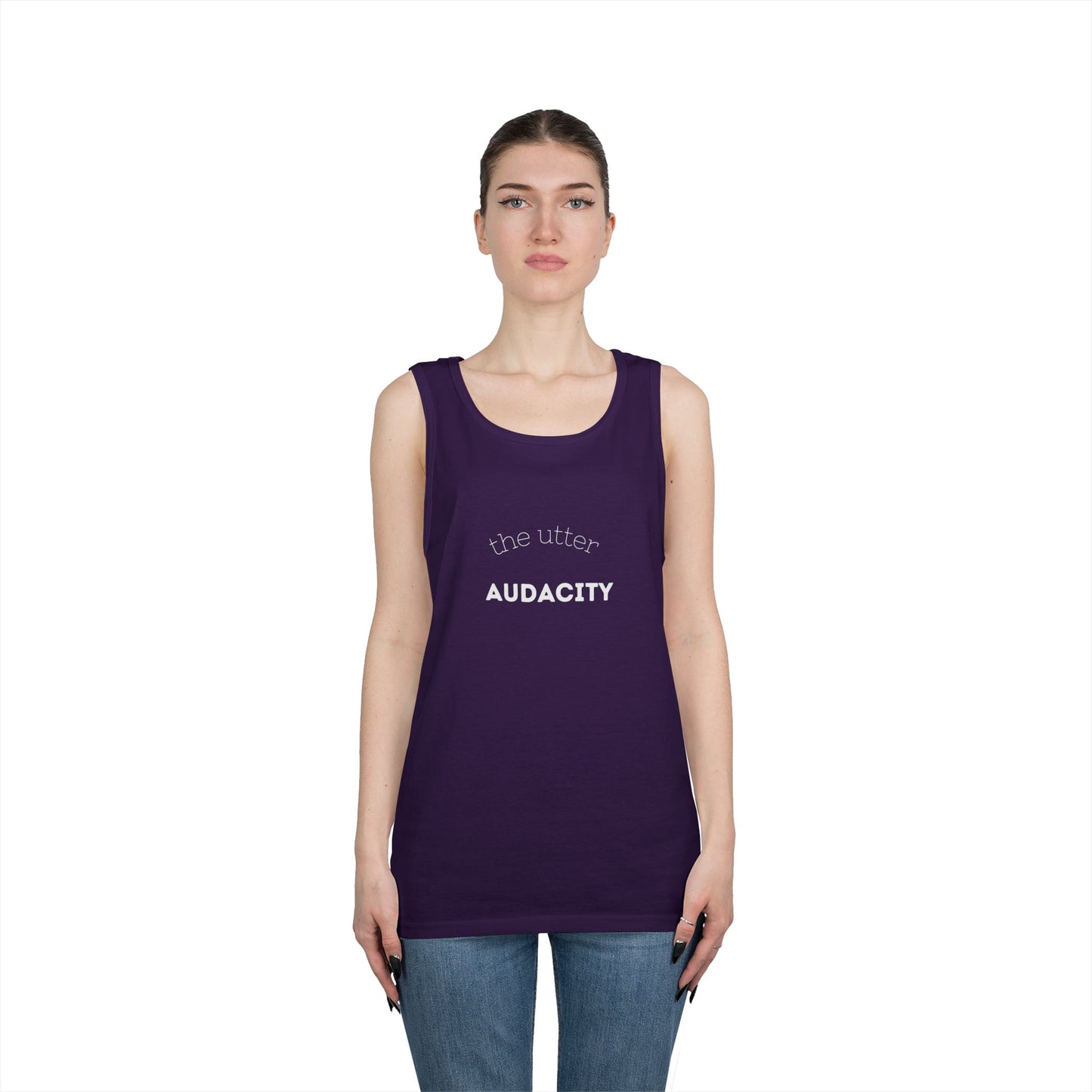 Audacity Unisex Heavy Cotton Tank Top - Empowering Fashion, Summer Wear, Fitness Apparel, Gift for Friends, Casual Adventure Top