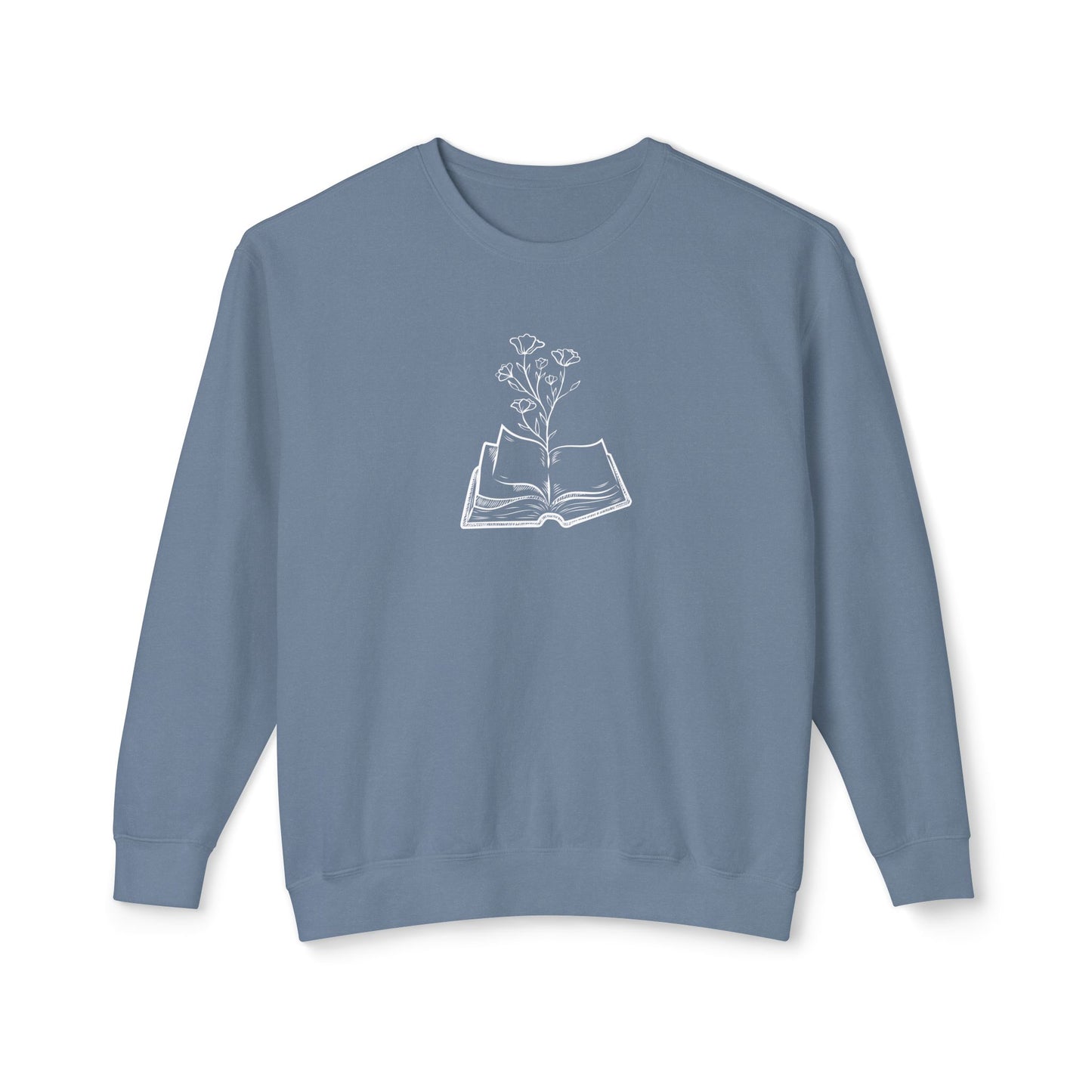 Book Lover's Unisex Lightweight Crewneck Sweatshirt, Cozy Gift for Readers, Floral Design, Perfect for All Occasions, Great for Book Clubs