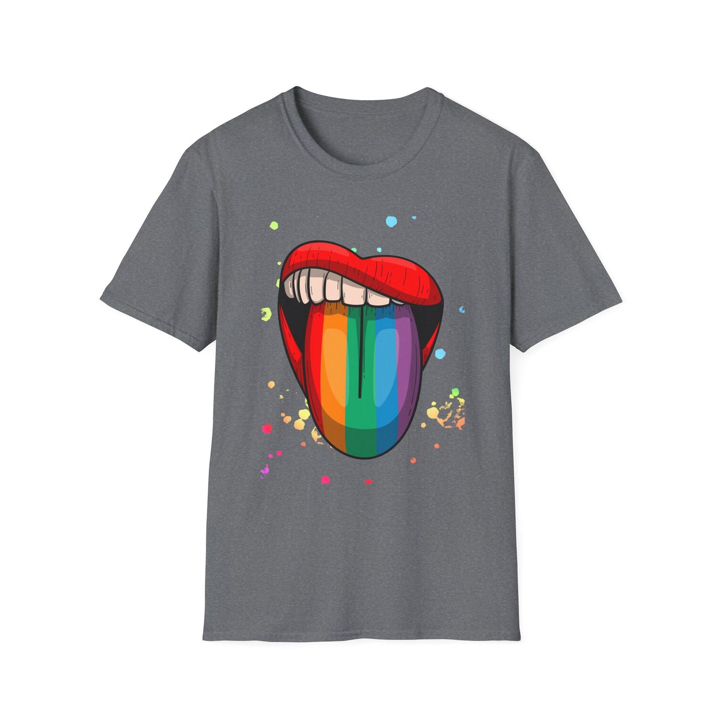 Colorful Rainbow Tongue Unisex Softstyle T-Shirt, LGBTQ Pride Apparel, Casual Wear, Street Style, Gift for Friends