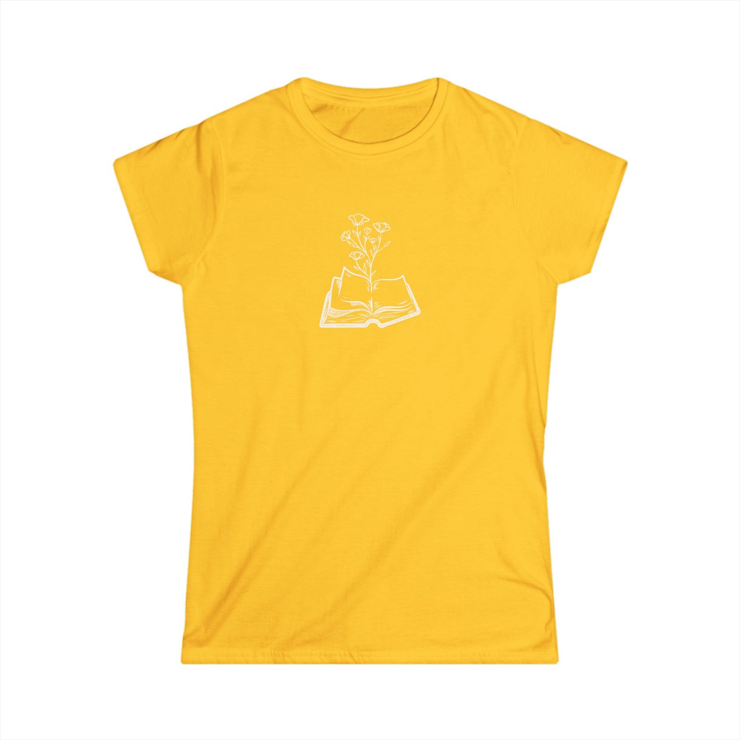 Book Lovers Women's Tee, Softstyle Shirt for Readers, Literary Gift, Floral Design, Casual Wear, Reading Enthusiast