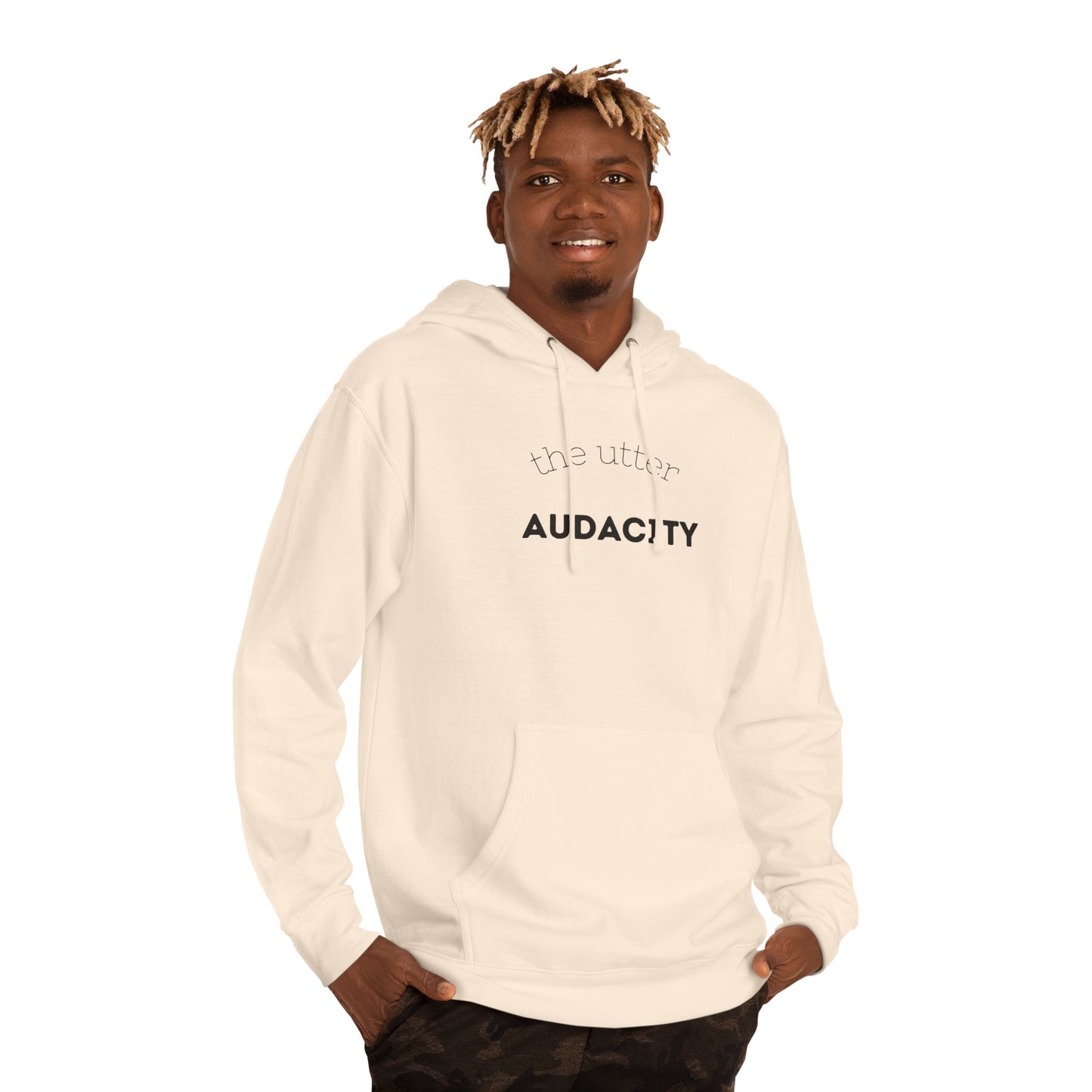 Audacity Unisex Hooded Sweatshirt, Cozy Streetwear, Gift for Trendsetters, Casual Wear, Perfect for Every Occasion