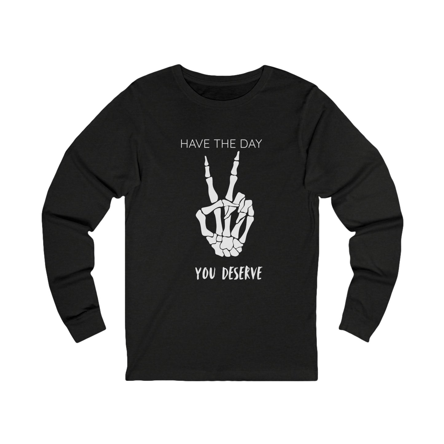 Peaceful Vibes Long Sleeve Tee, Skeleton Hand Shirt, Motivational Apparel, Gift for Him/Her, Casual Fashion Tee