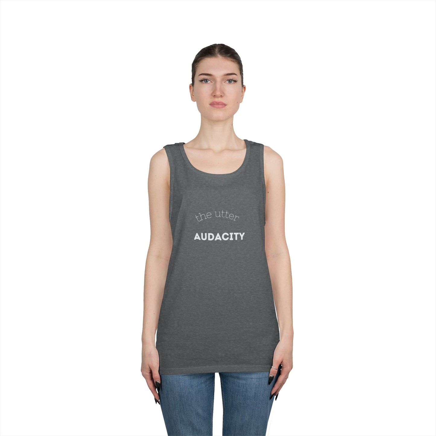 Audacity Unisex Heavy Cotton Tank Top - Empowering Fashion, Summer Wear, Fitness Apparel, Gift for Friends, Casual Adventure Top