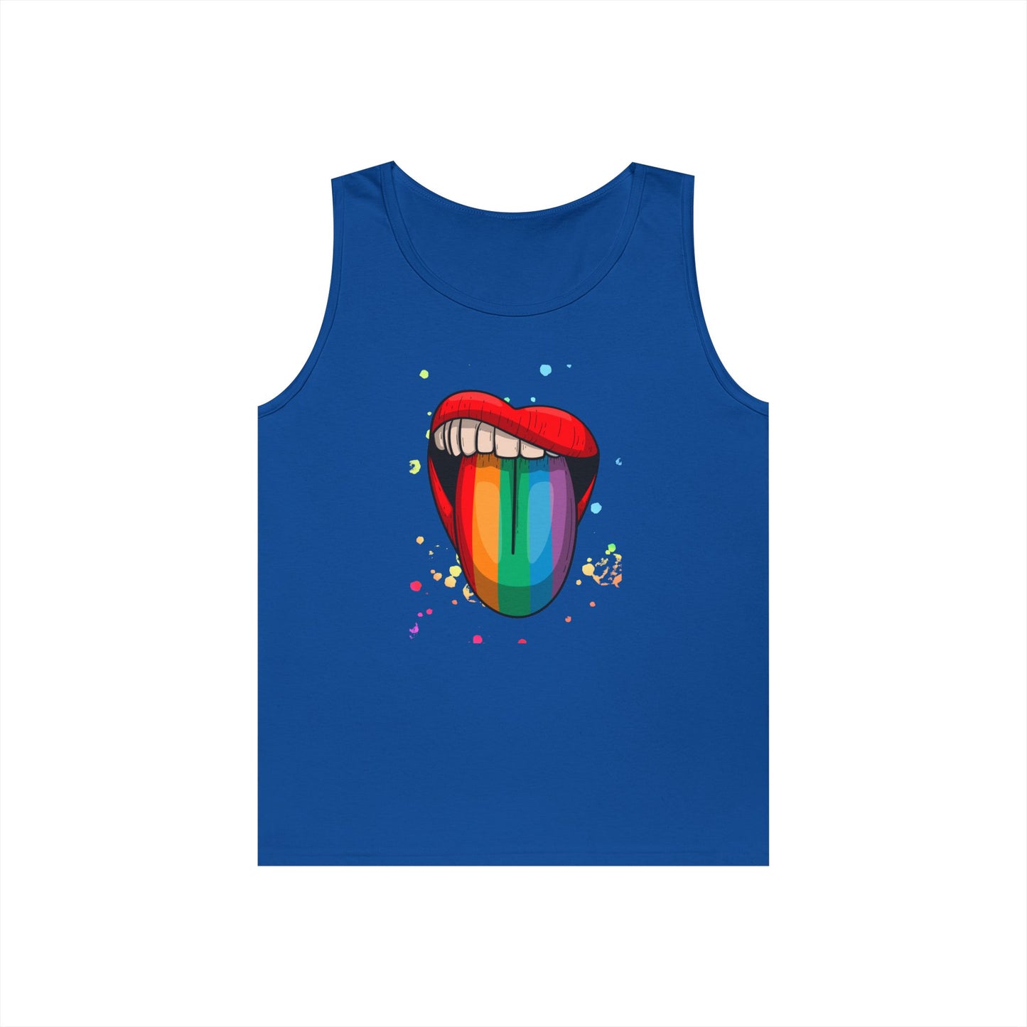 Rainbow Tongue Unisex Heavy Cotton Tank Top, Pride Apparel, Summer Fashion, LGBTQ+ Gift, Festival Wear