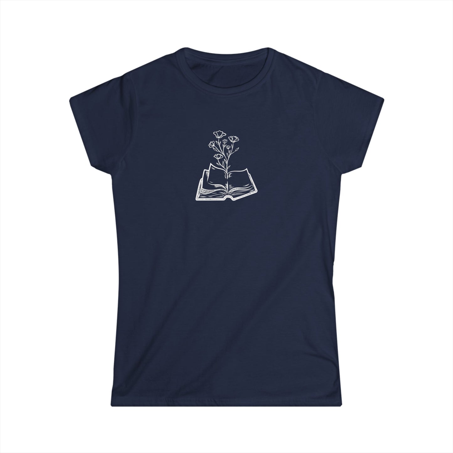 Book Lovers Women's Tee, Softstyle Shirt for Readers, Literary Gift, Floral Design, Casual Wear, Reading Enthusiast
