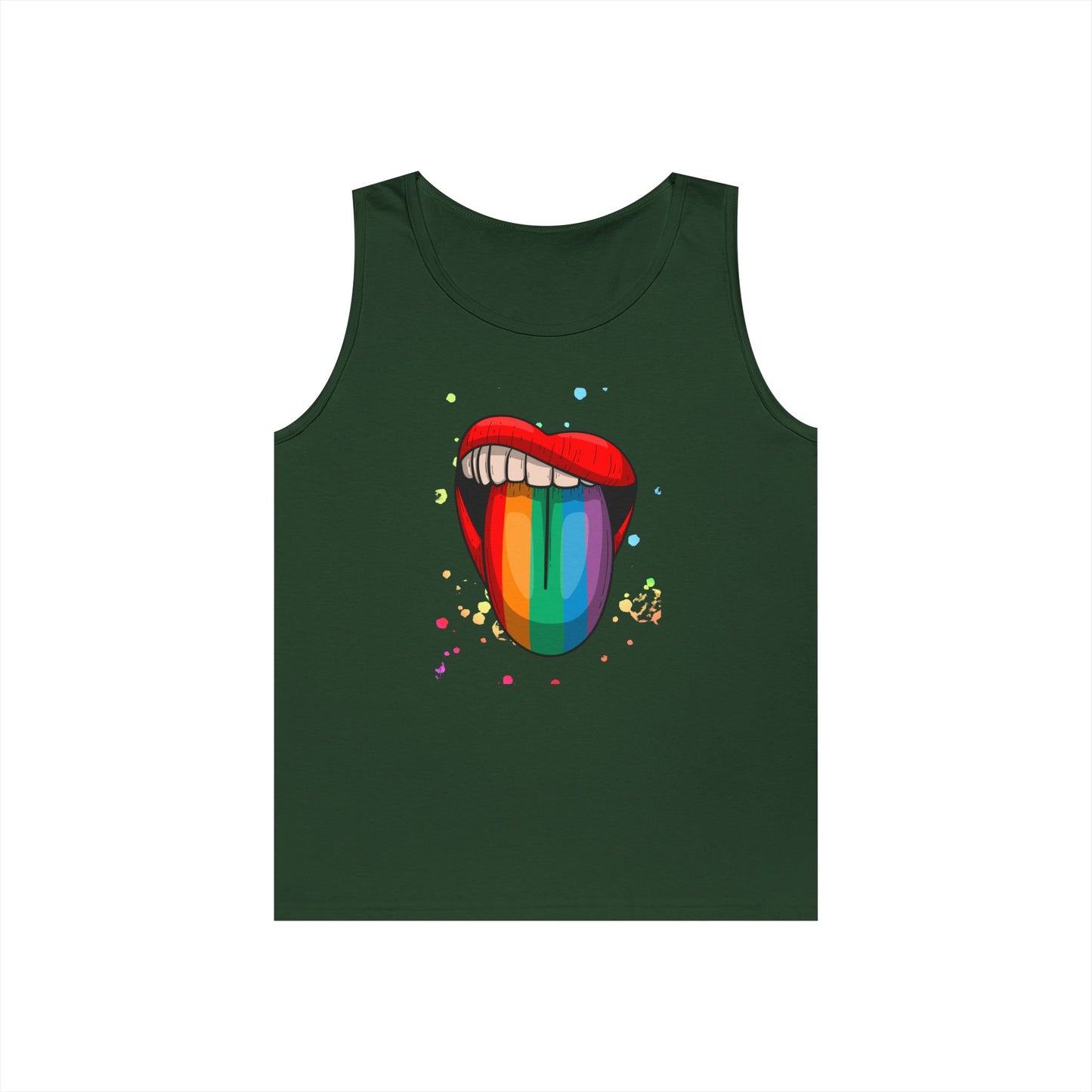 Rainbow Tongue Unisex Heavy Cotton Tank Top, Pride Apparel, Summer Fashion, LGBTQ+ Gift, Festival Wear