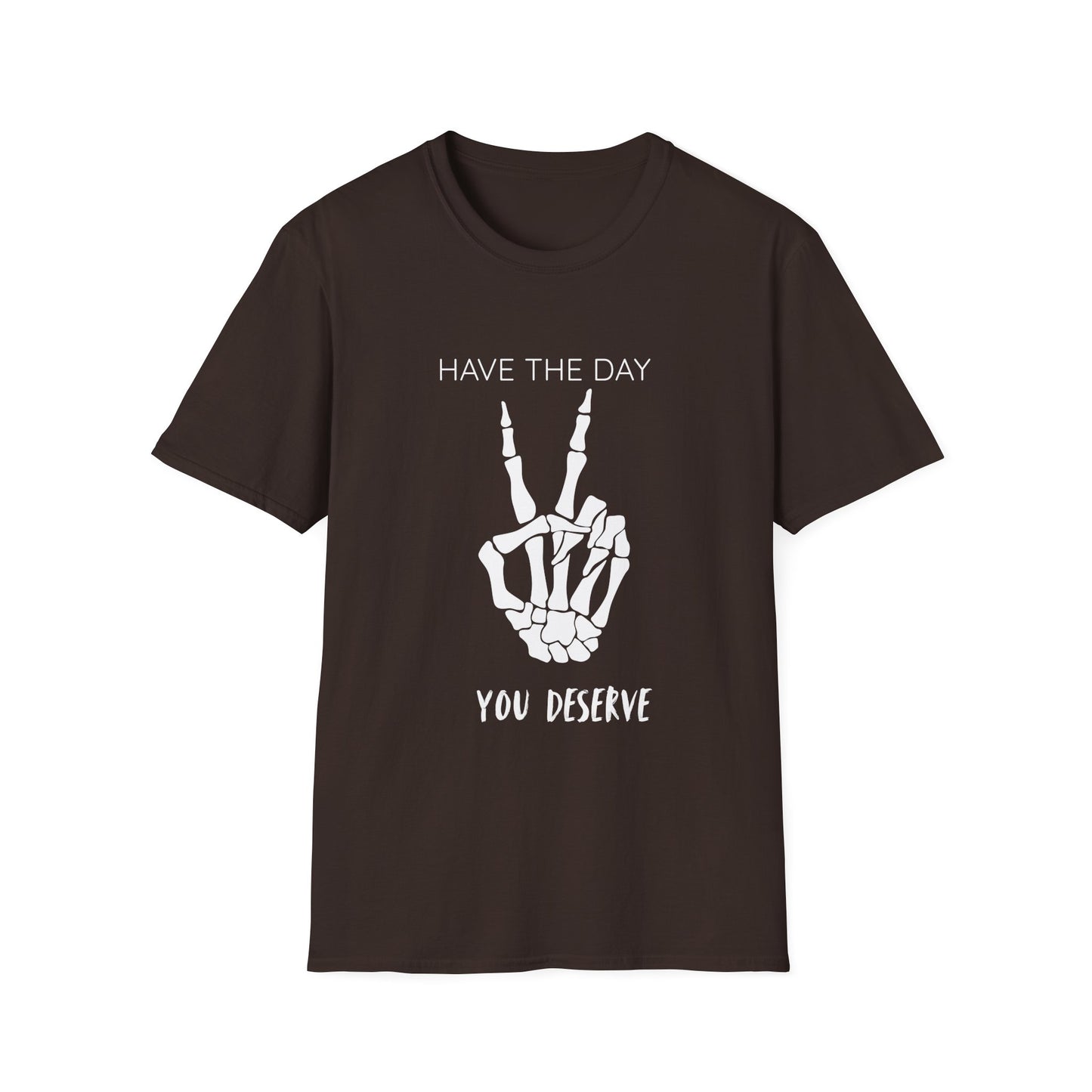 Peaceful Vibes Unisex T-Shirt - Skeleton Hand Graphic Tee, Casual Wear, Gift for Him/Her, Halloween, Everyday Humor T-Shirt