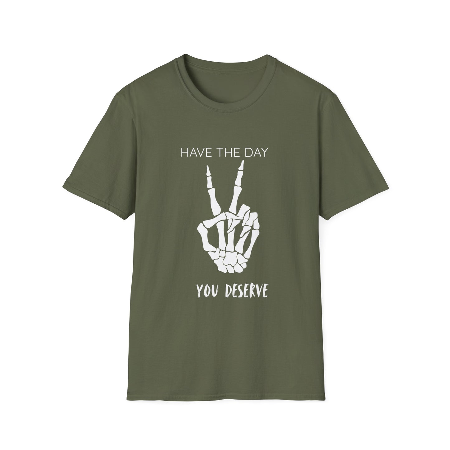 Peaceful Vibes Unisex T-Shirt - Skeleton Hand Graphic Tee, Casual Wear, Gift for Him/Her, Halloween, Everyday Humor T-Shirt