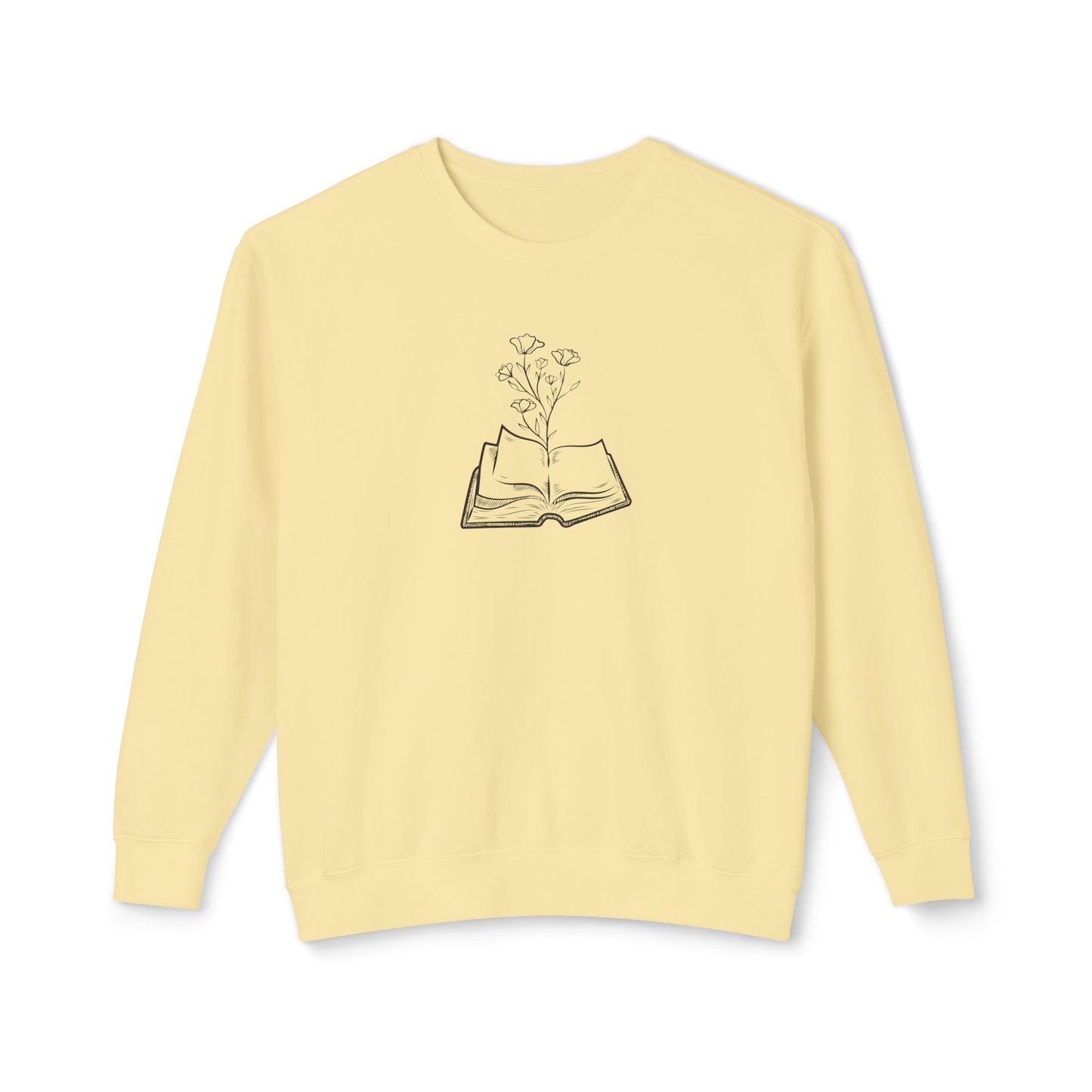 Book Lover's Unisex Lightweight Crewneck Sweatshirt, Cozy Gift for Readers, Floral Design, Perfect for All Occasions, Great for Book Clubs