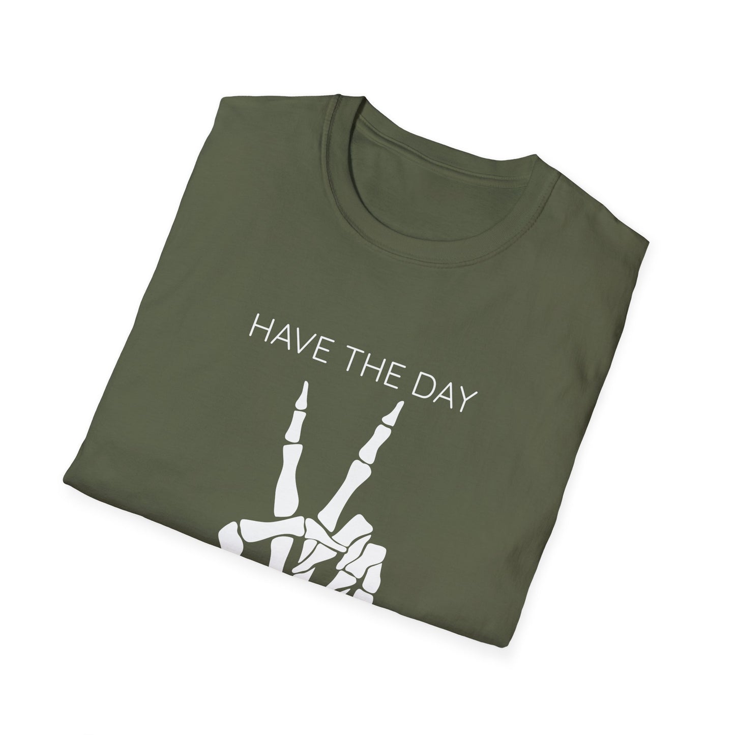 Peaceful Vibes Unisex T-Shirt - Skeleton Hand Graphic Tee, Casual Wear, Gift for Him/Her, Halloween, Everyday Humor T-Shirt