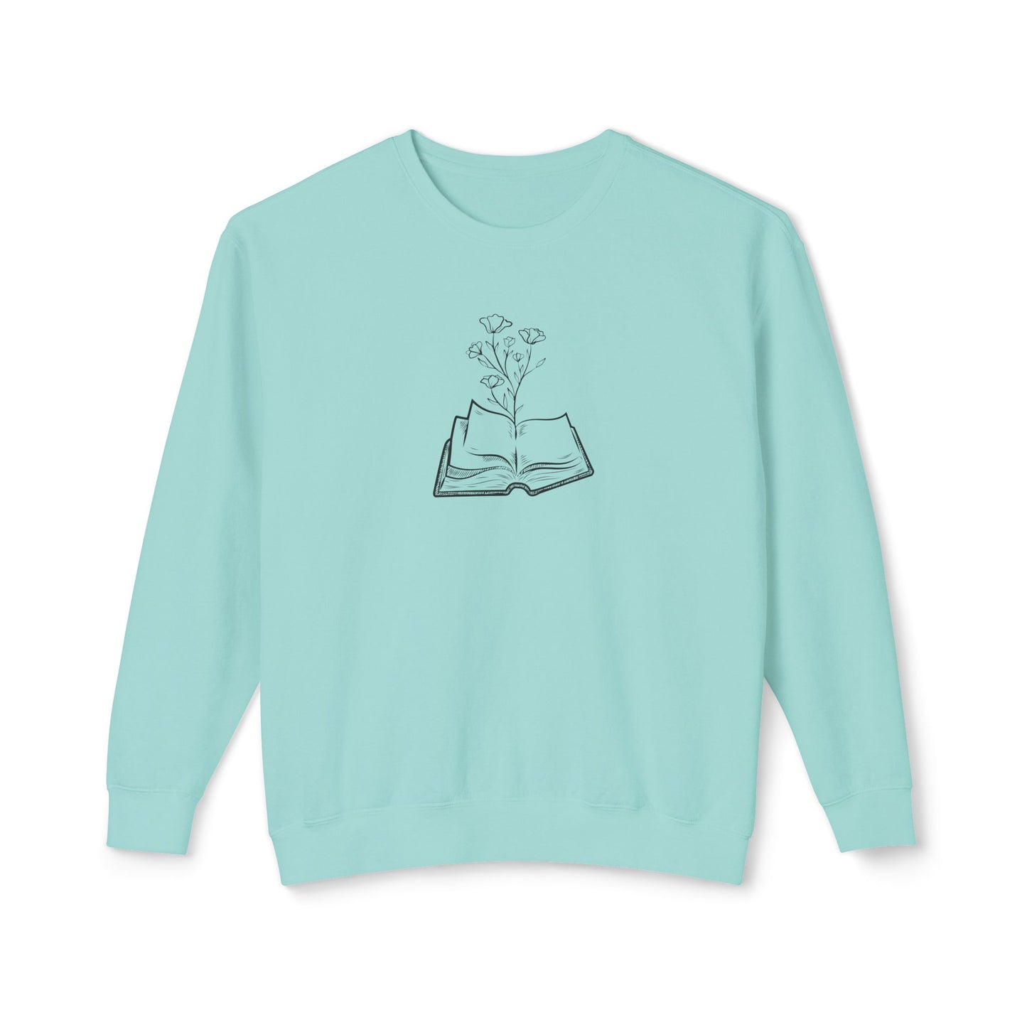 Book Lover's Unisex Lightweight Crewneck Sweatshirt, Cozy Gift for Readers, Floral Design, Perfect for All Occasions, Great for Book Clubs
