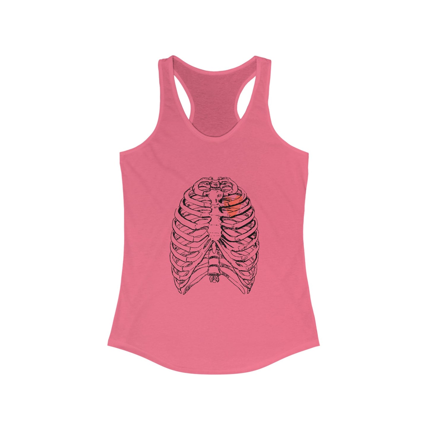 Heart on Rib Cage Tank Top, Cute Workout Shirt, Casual Summer Top, Unique Fitness Wear, Gift for Her