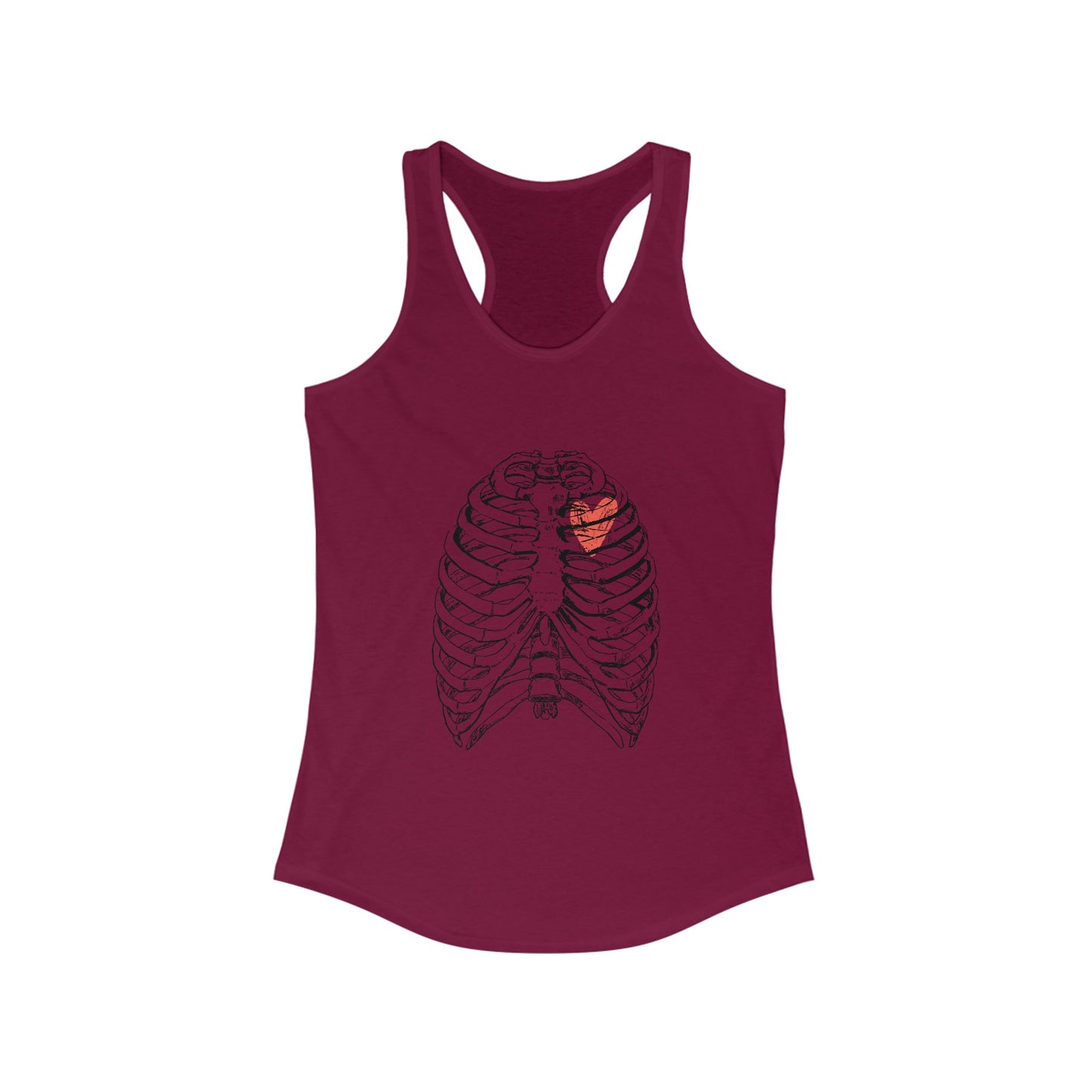 Heart on Rib Cage Tank Top, Cute Workout Shirt, Casual Summer Top, Unique Fitness Wear, Gift for Her