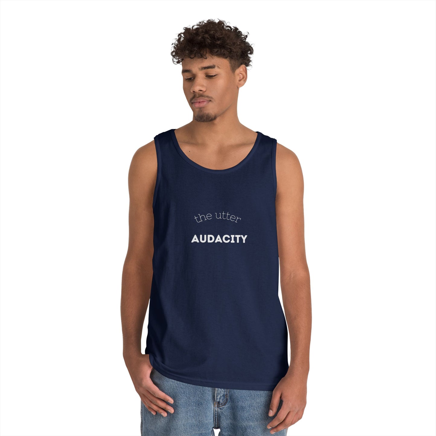 Audacity Unisex Heavy Cotton Tank Top - Empowering Fashion, Summer Wear, Fitness Apparel, Gift for Friends, Casual Adventure Top