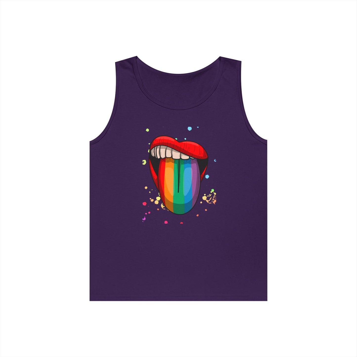 Rainbow Tongue Unisex Heavy Cotton Tank Top, Pride Apparel, Summer Fashion, LGBTQ+ Gift, Festival Wear