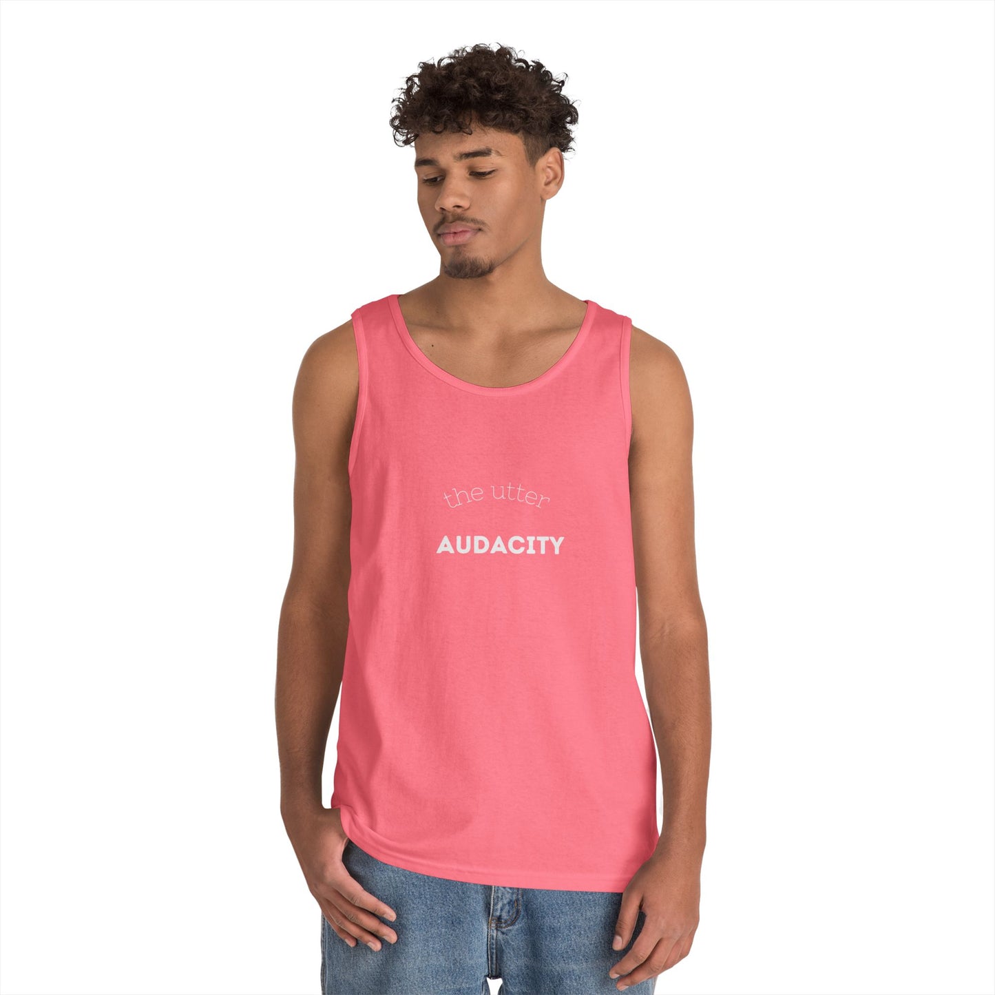 Audacity Unisex Heavy Cotton Tank Top - Empowering Fashion, Summer Wear, Fitness Apparel, Gift for Friends, Casual Adventure Top