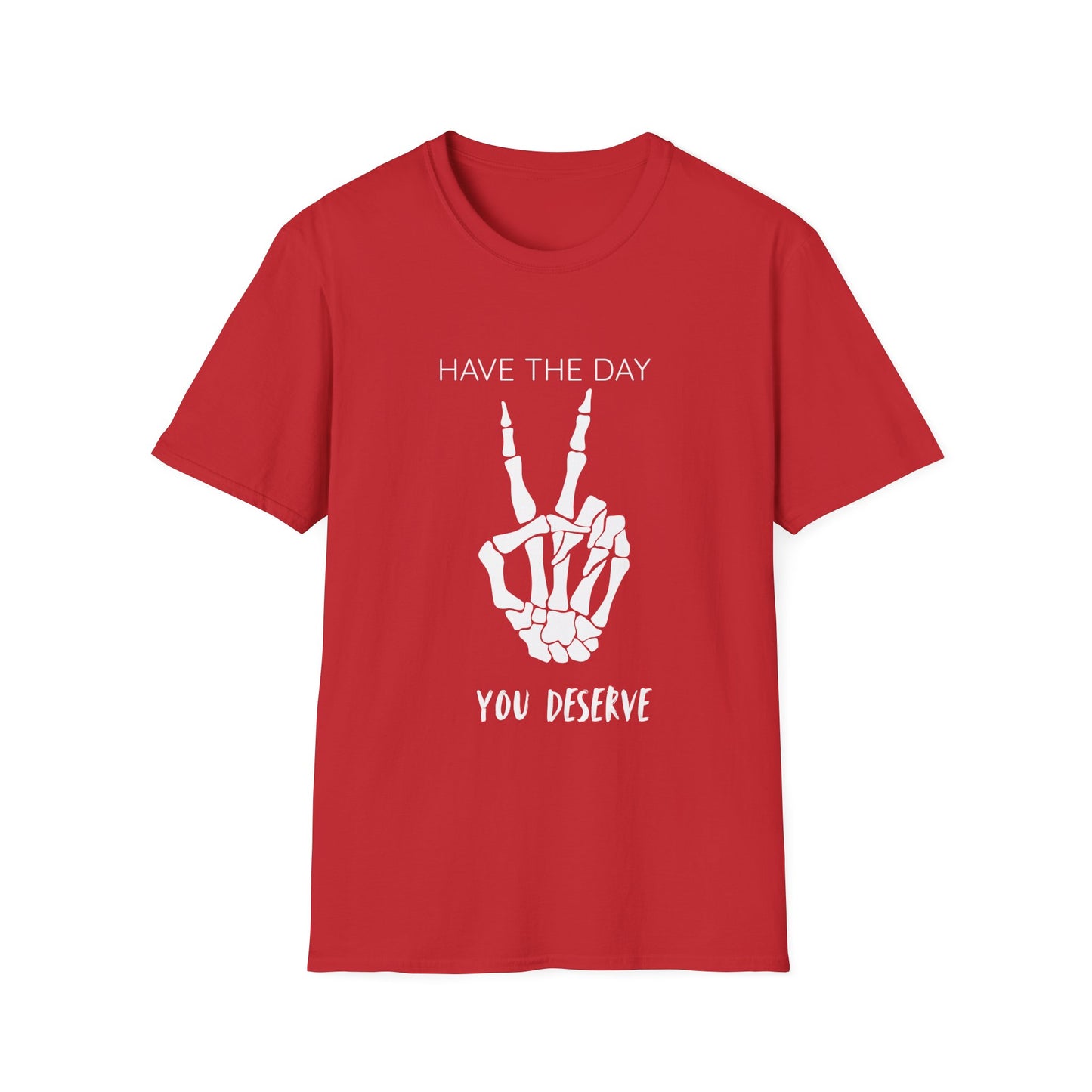 Peaceful Vibes Unisex T-Shirt - Skeleton Hand Graphic Tee, Casual Wear, Gift for Him/Her, Halloween, Everyday Humor T-Shirt